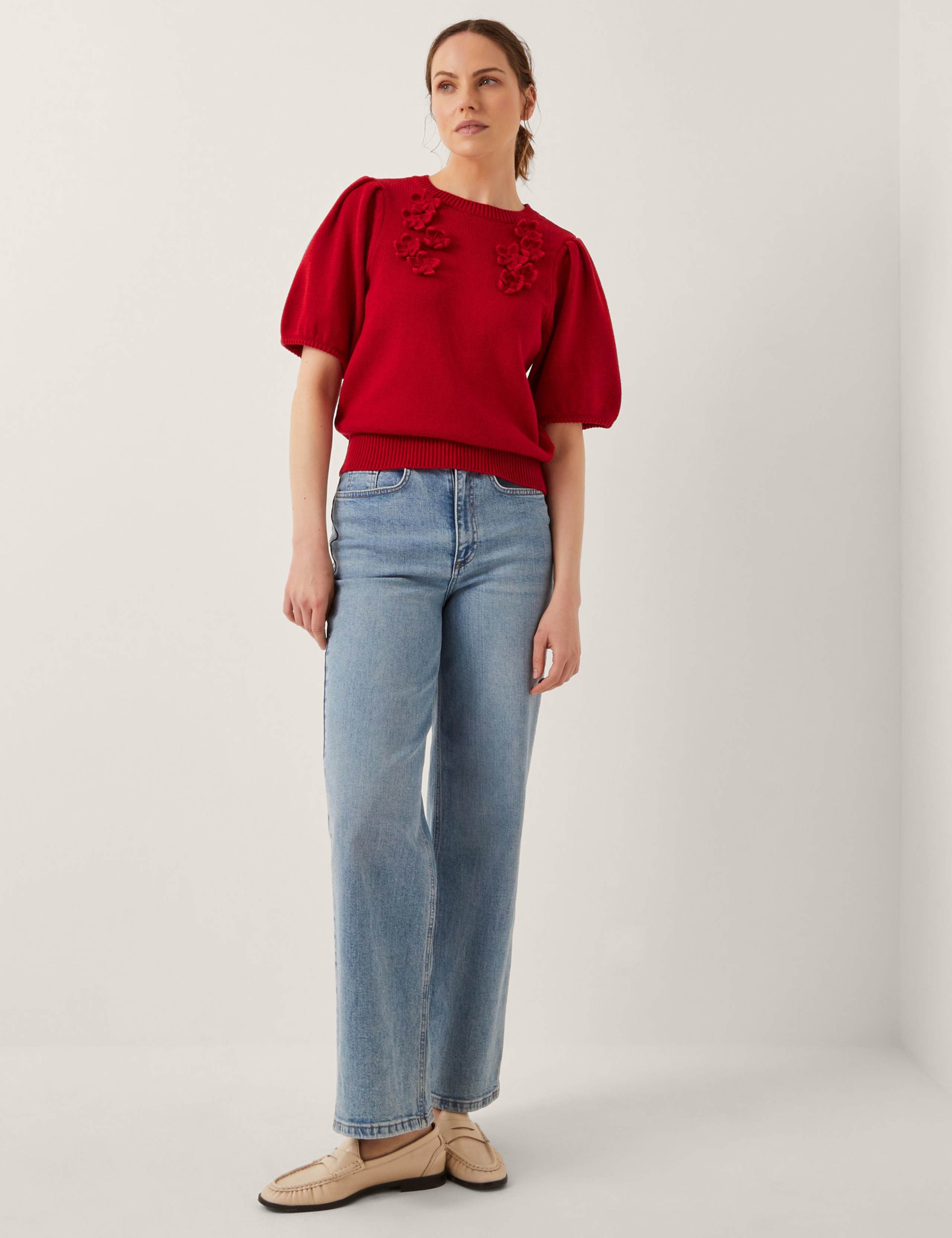 Cotton Rich Textured Crew Neck Jumper
