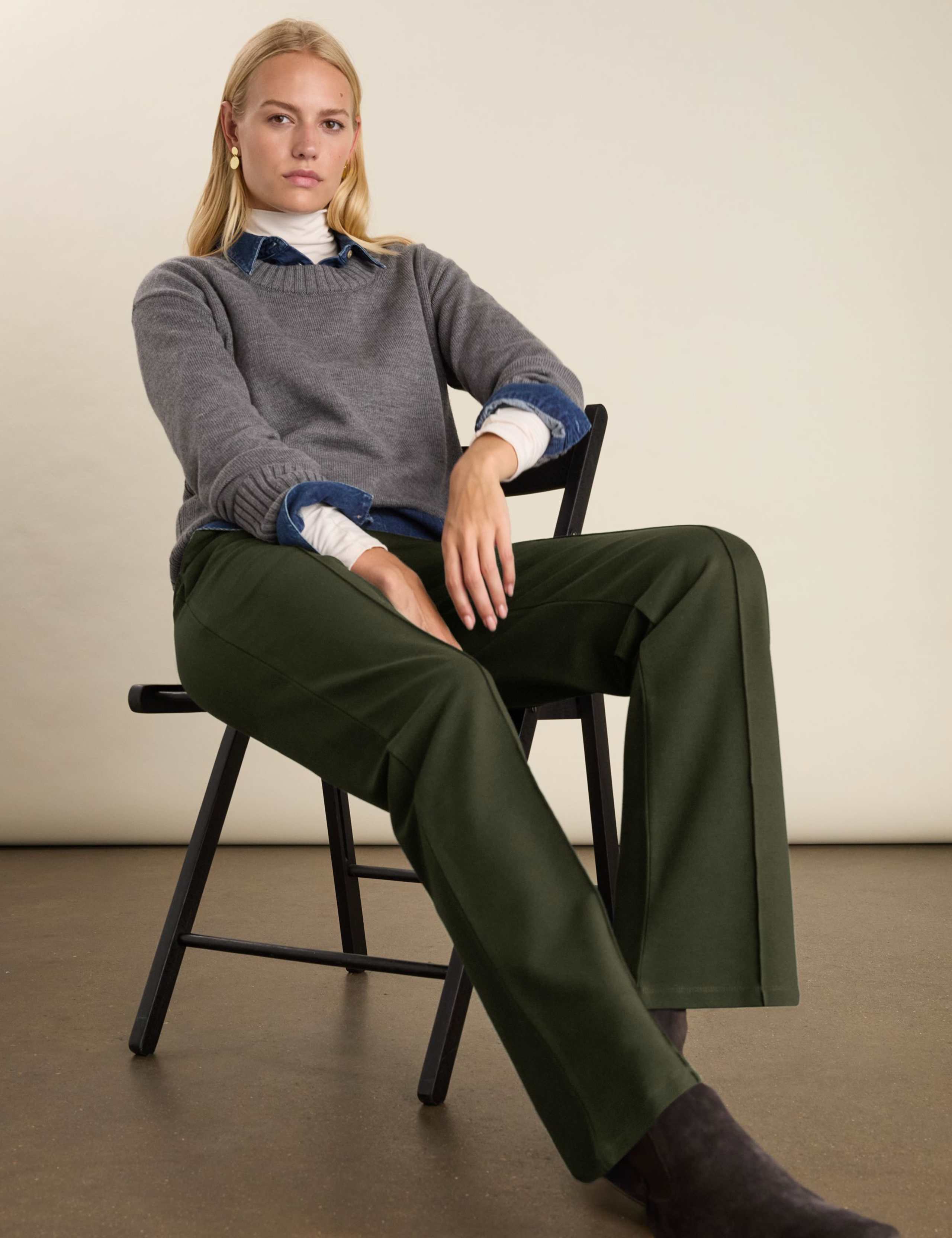 Seam Detail Wide Leg Trousers