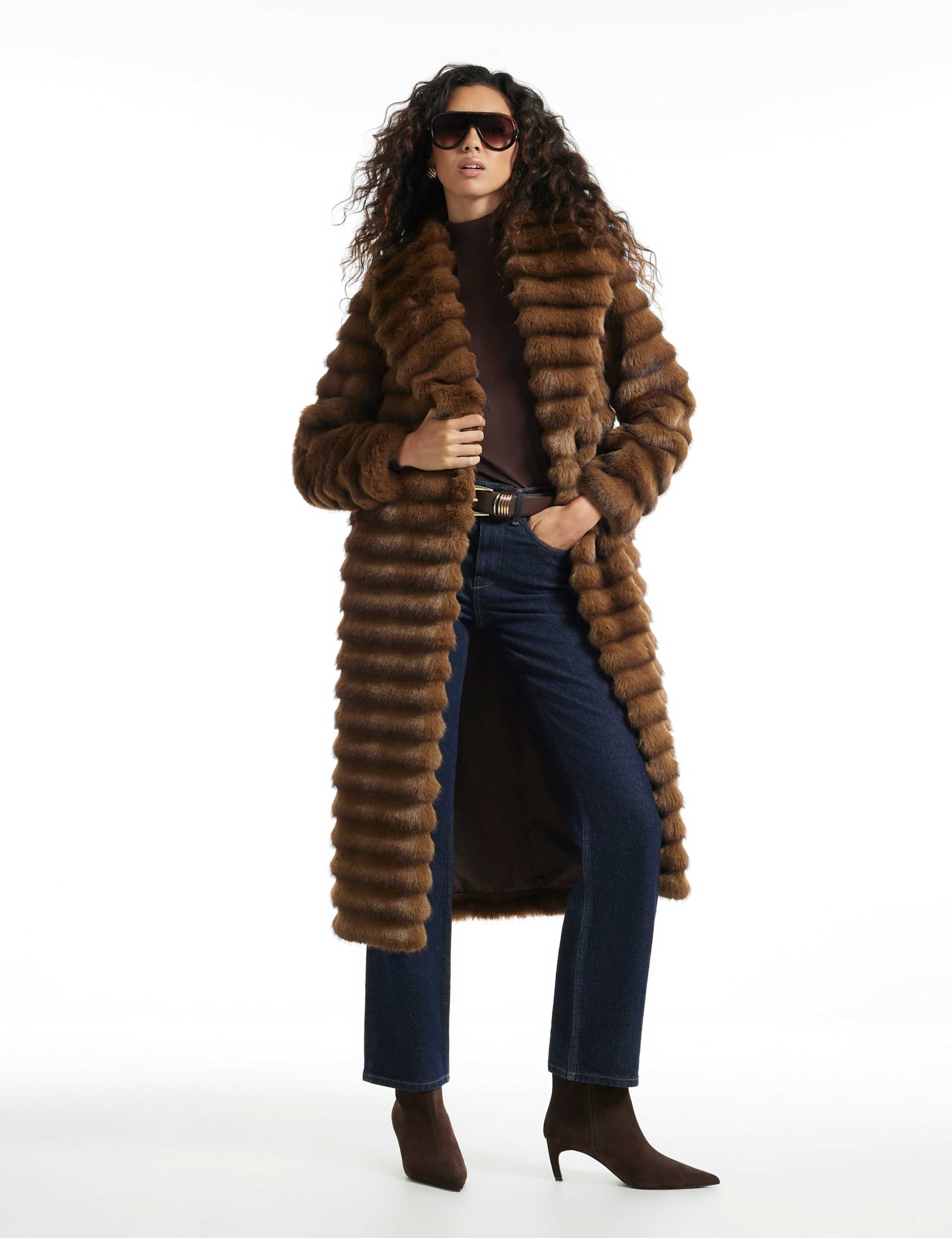 Faux Fur Oversized Longline Unlined Coat