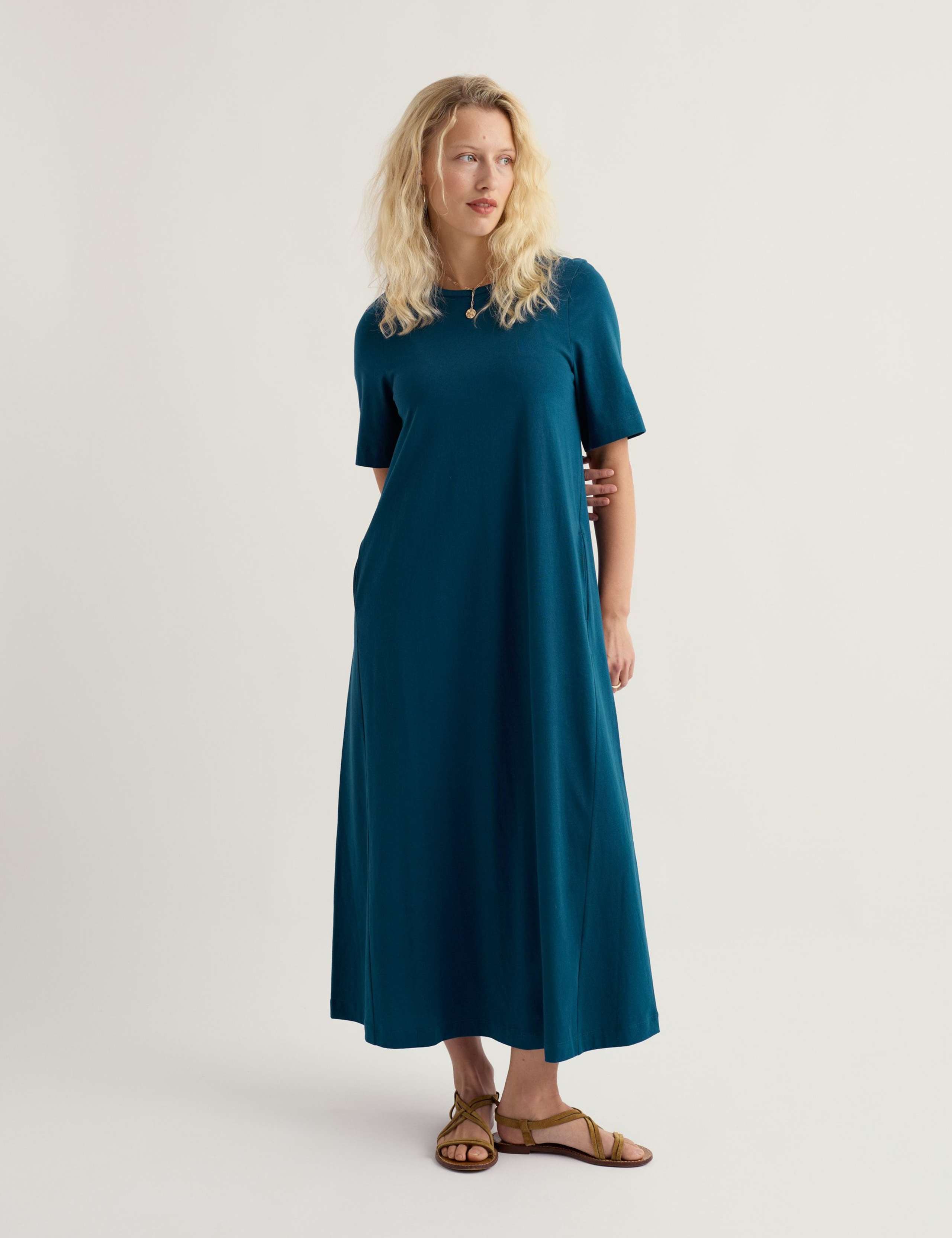 Pure Cotton Round Neck Maxi Dress