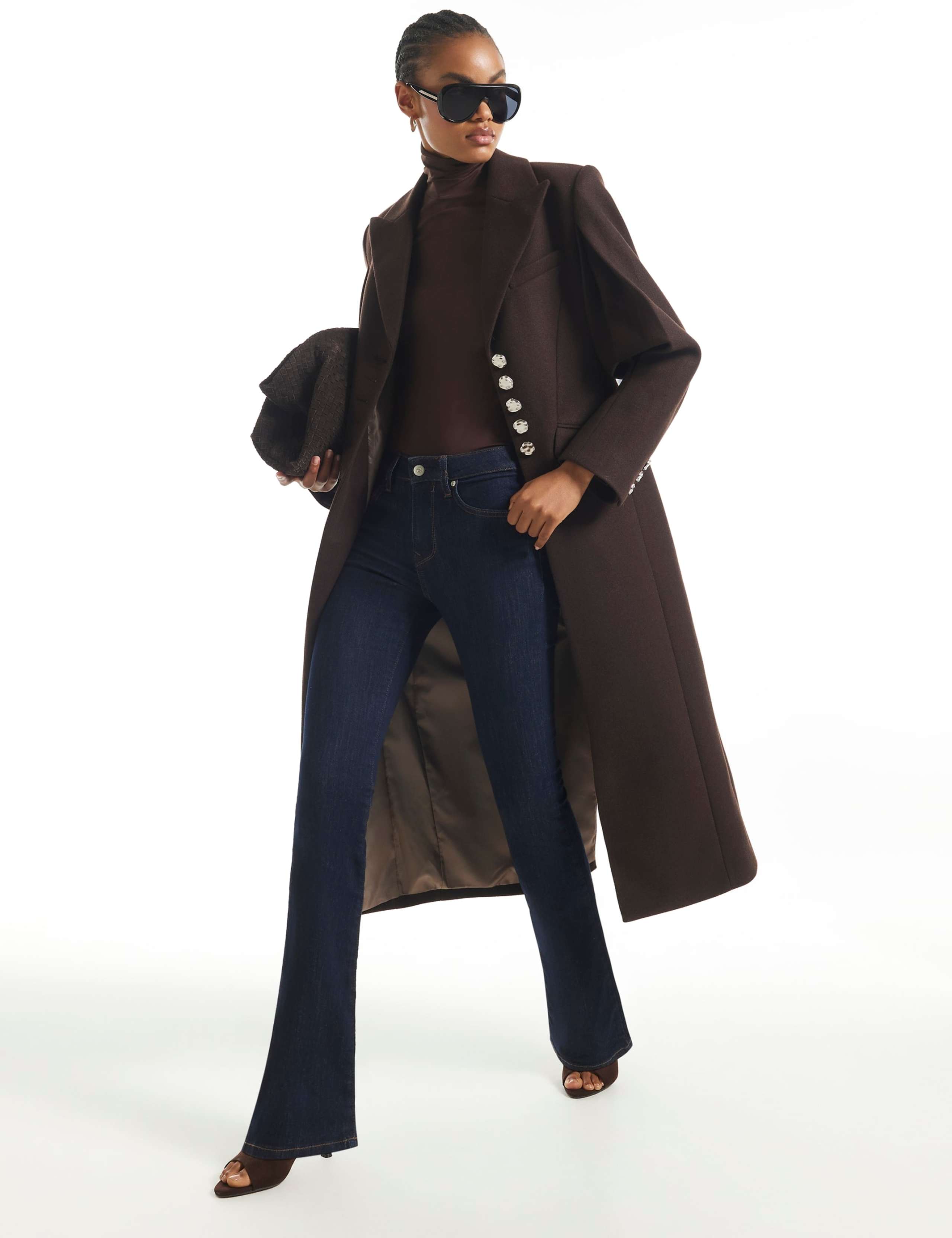Back Cinch Single Breasted Longline Coat