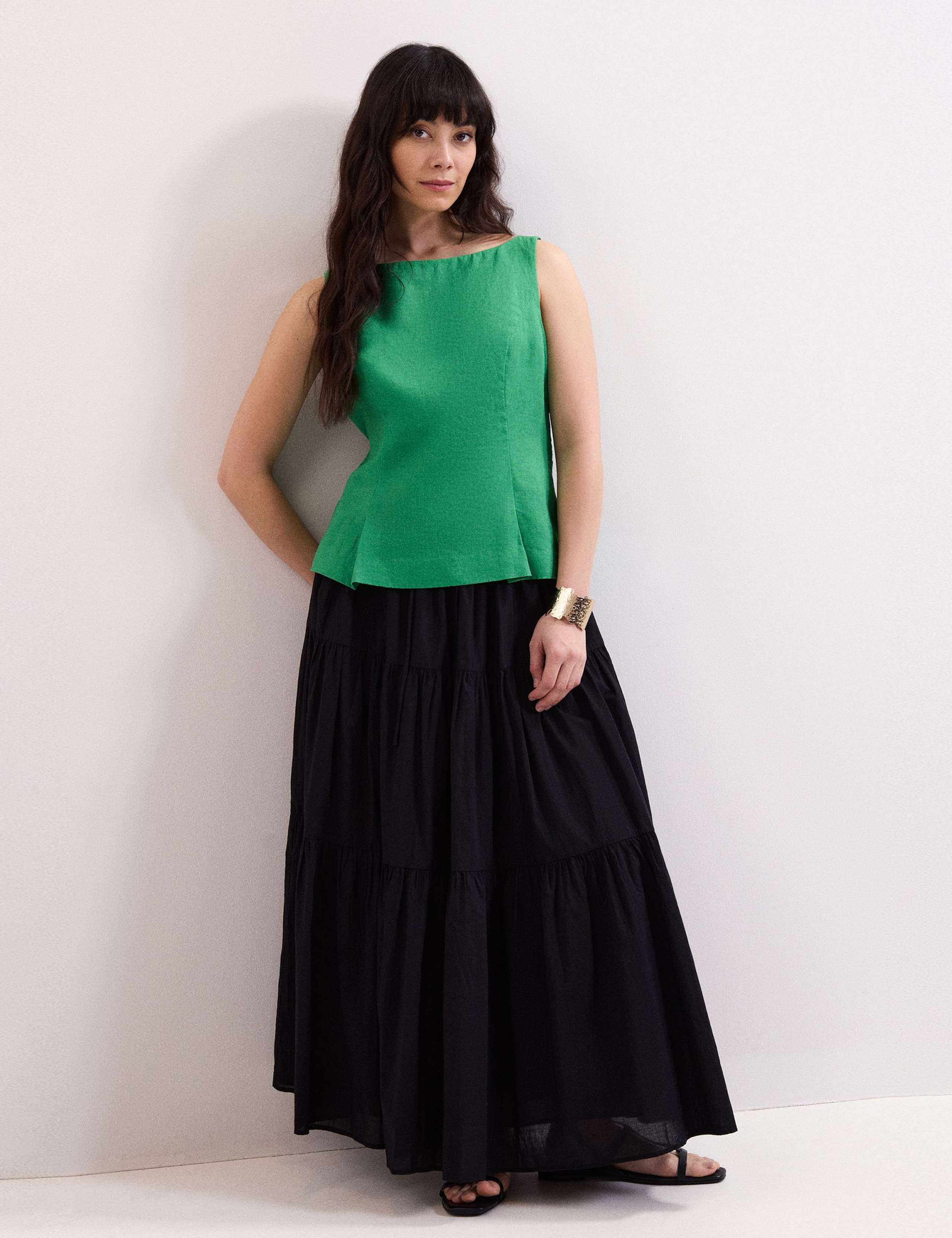 Pure Linen Slash Neck Vest Top