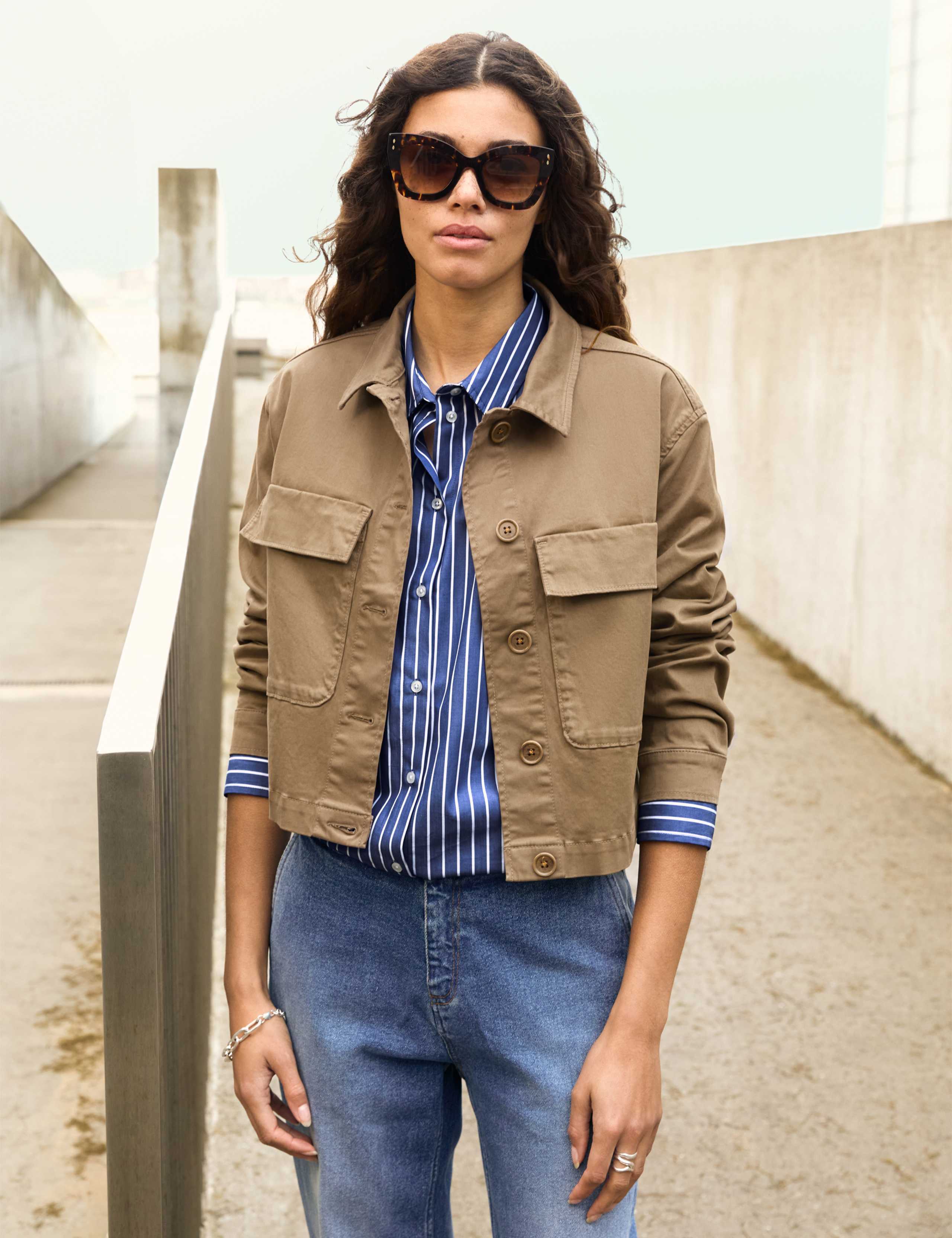 Cotton Rich Cropped Utility Jacket