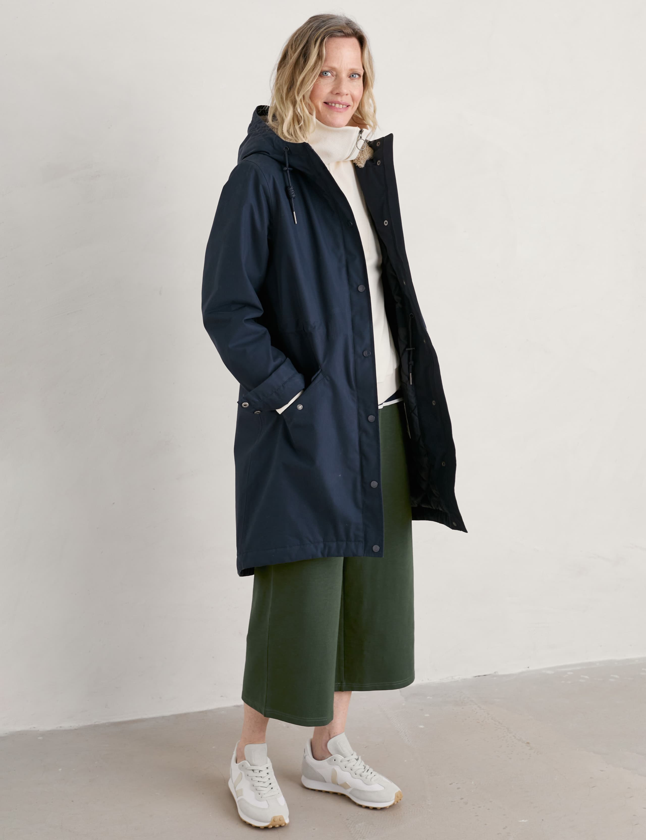 Cotton Rich Waterproof Hooded Longline Jacket