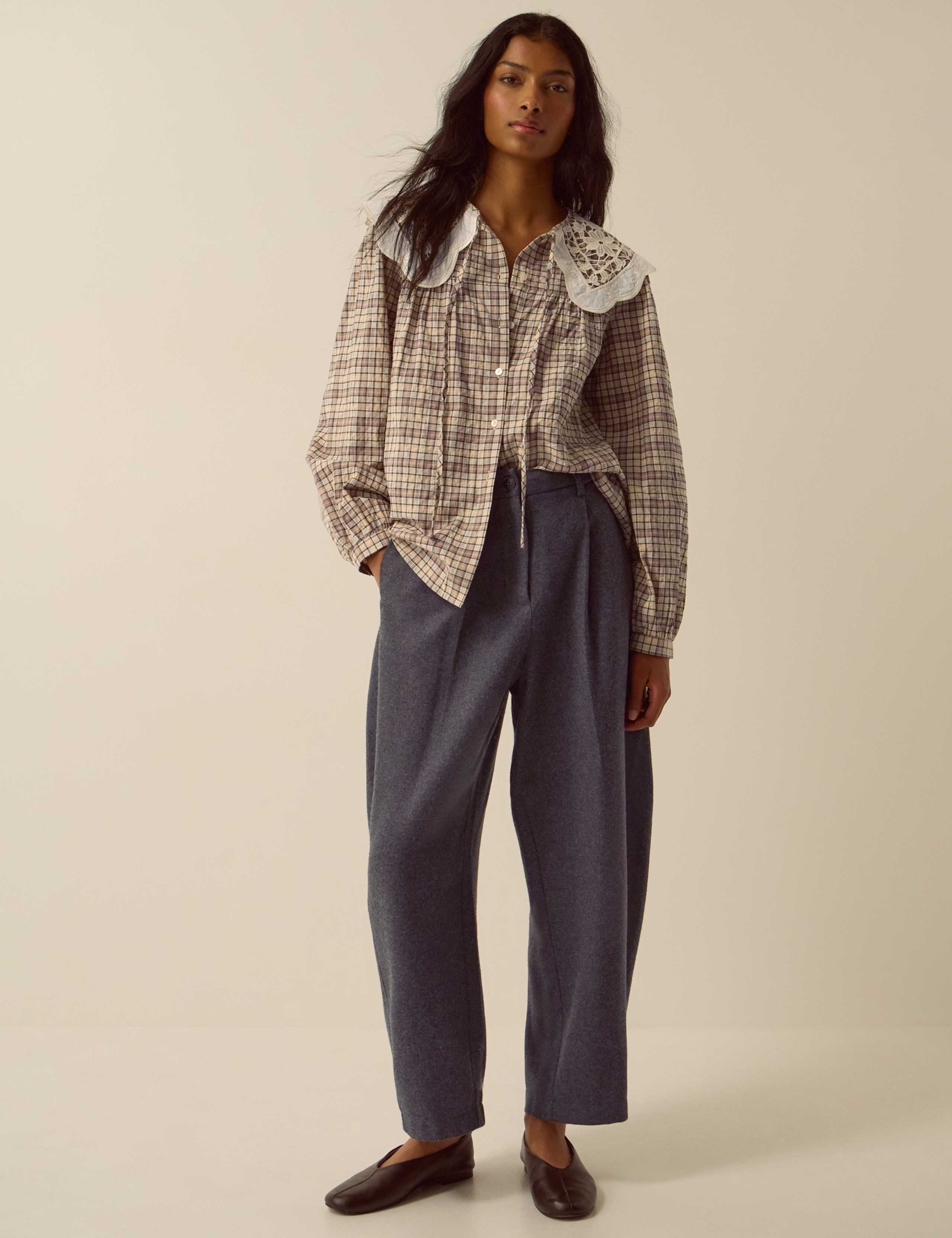 Pure Cotton Checked Collared Shirt