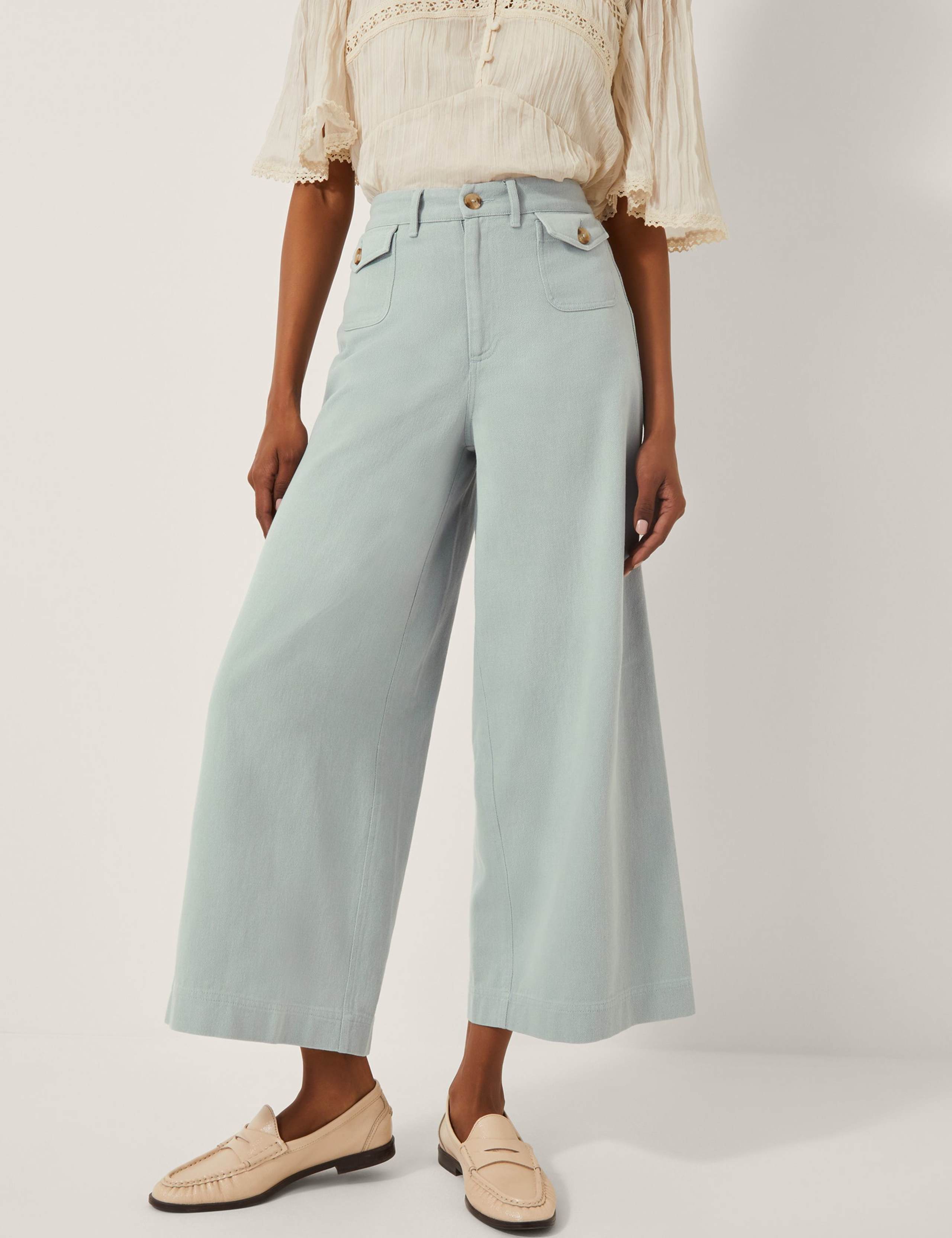 High Waisted Wide Leg Cropped Jeans