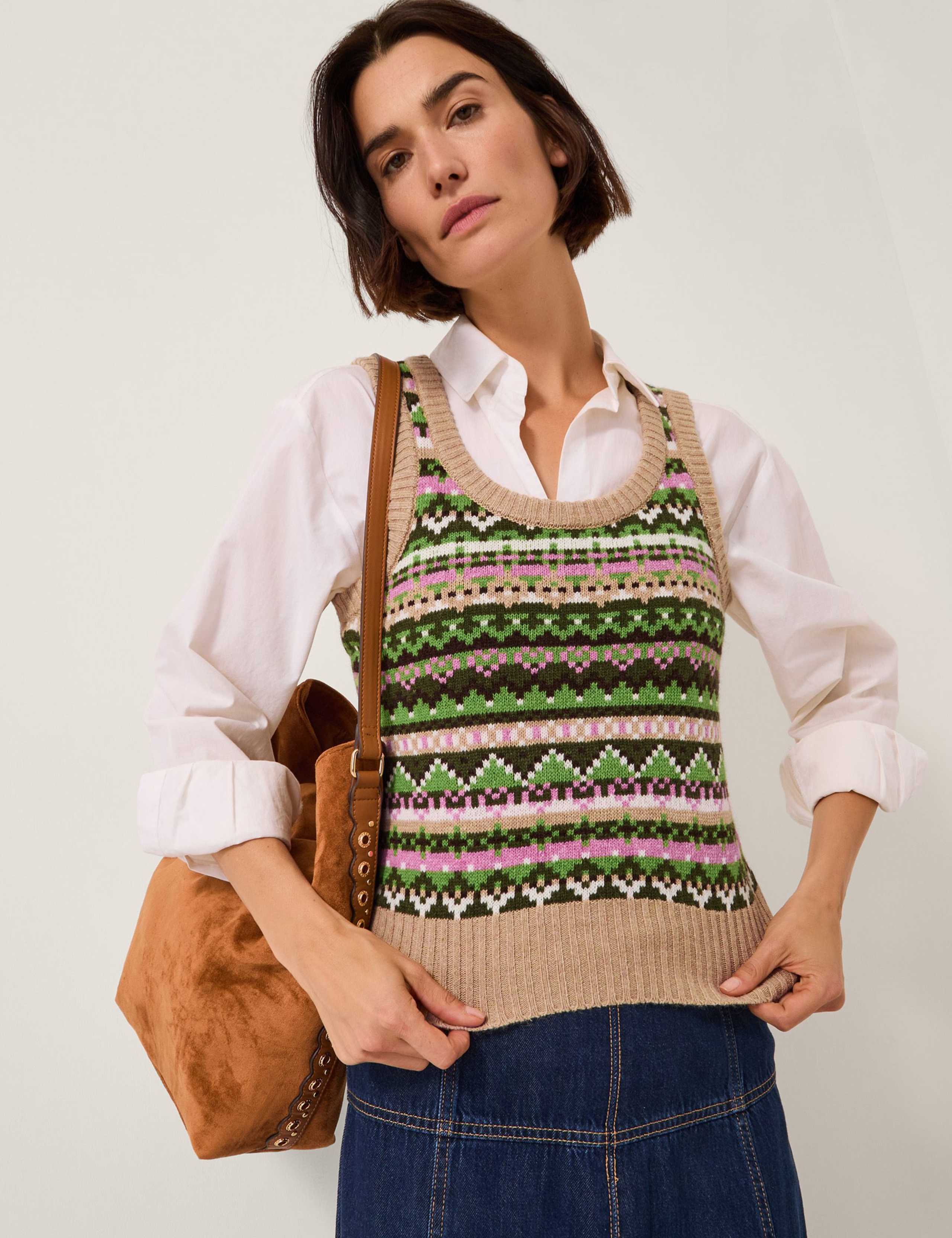 Fair Isle Knitted Vest with Wool