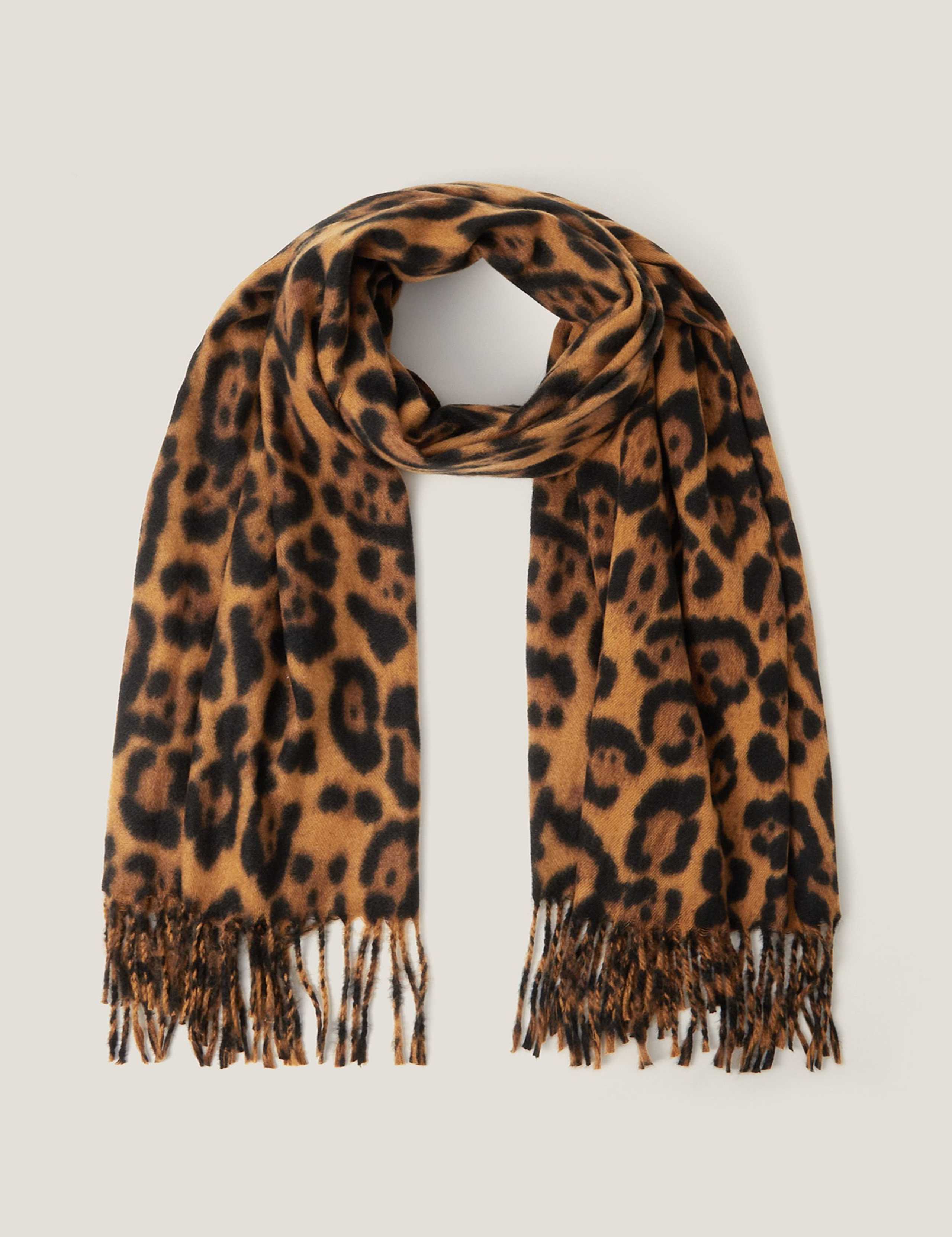 Leopard Print Tassel Scarf