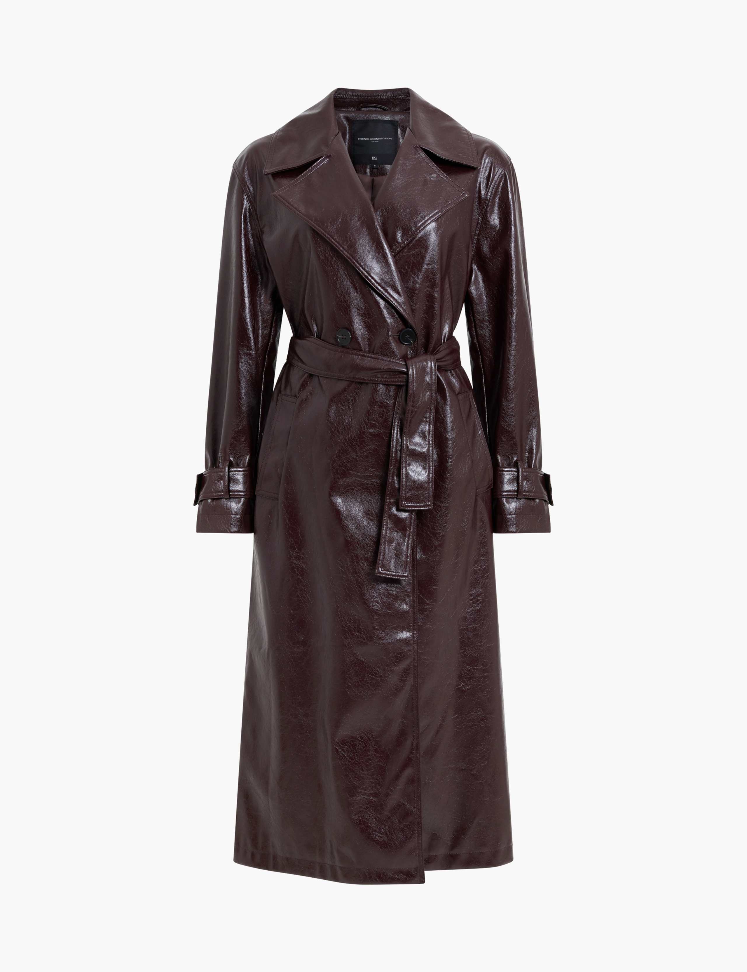 Faux Leather Trench Coat