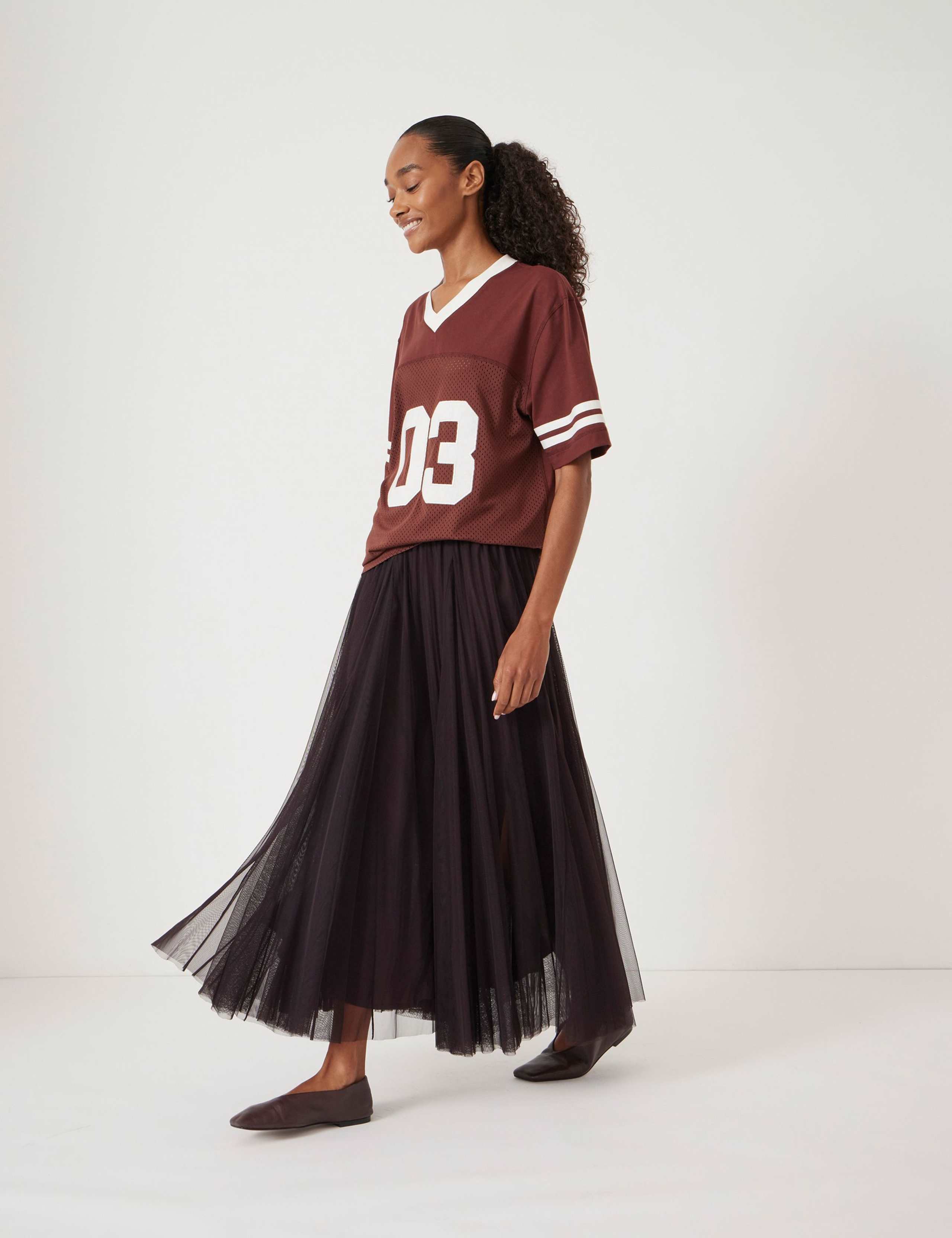 Tulle Pleated Midaxi Skirt