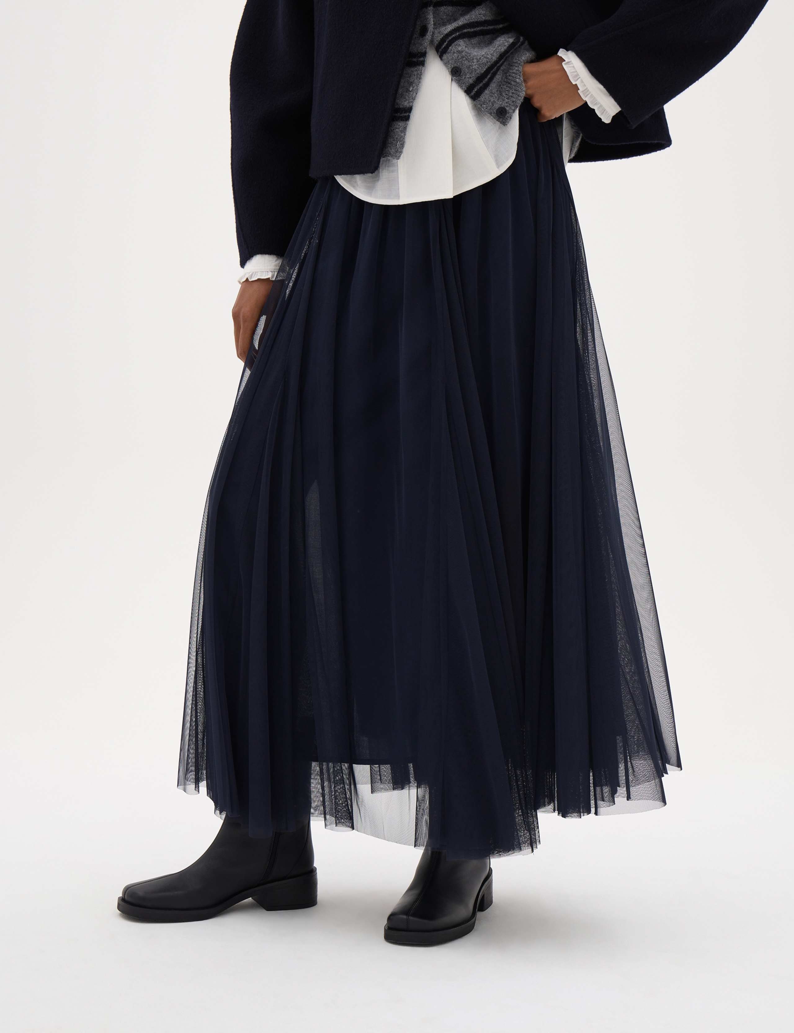 Tulle Pleated Midaxi Skirt
