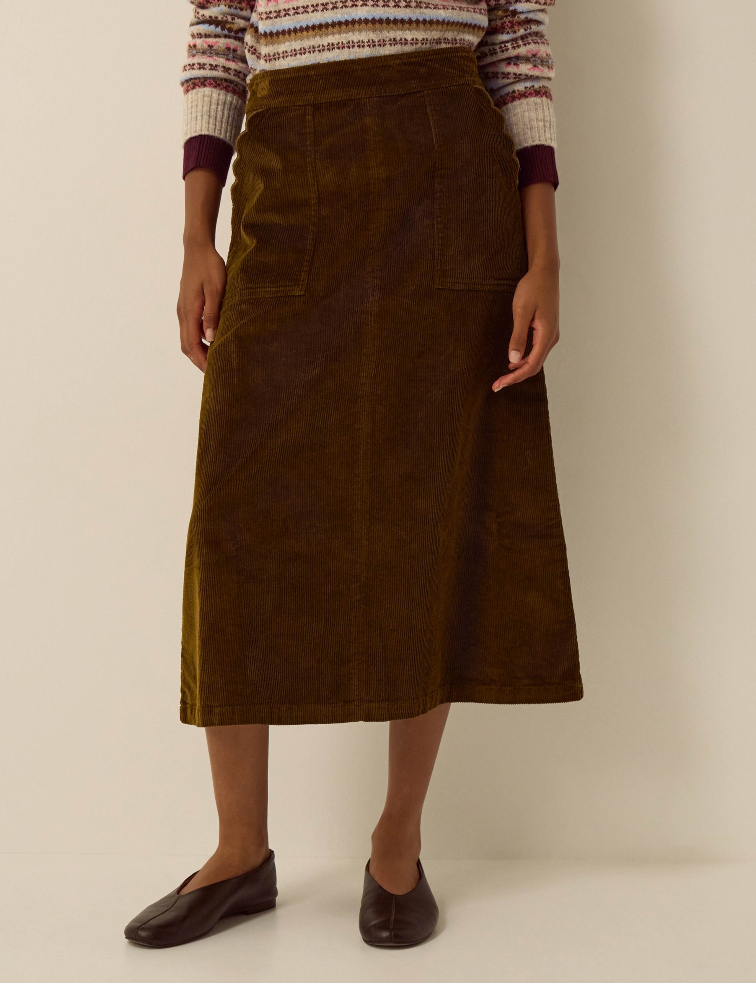 Cotton Rich Midi A Line Skirt