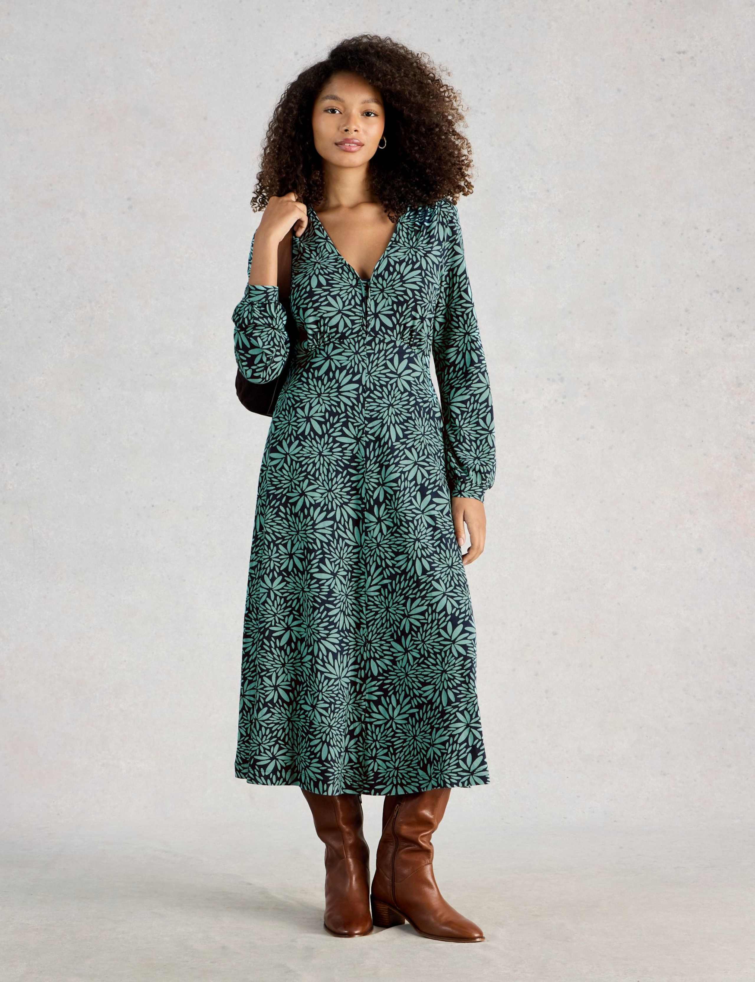 Cotton Modal Blend Printed Jersey Tea Dress