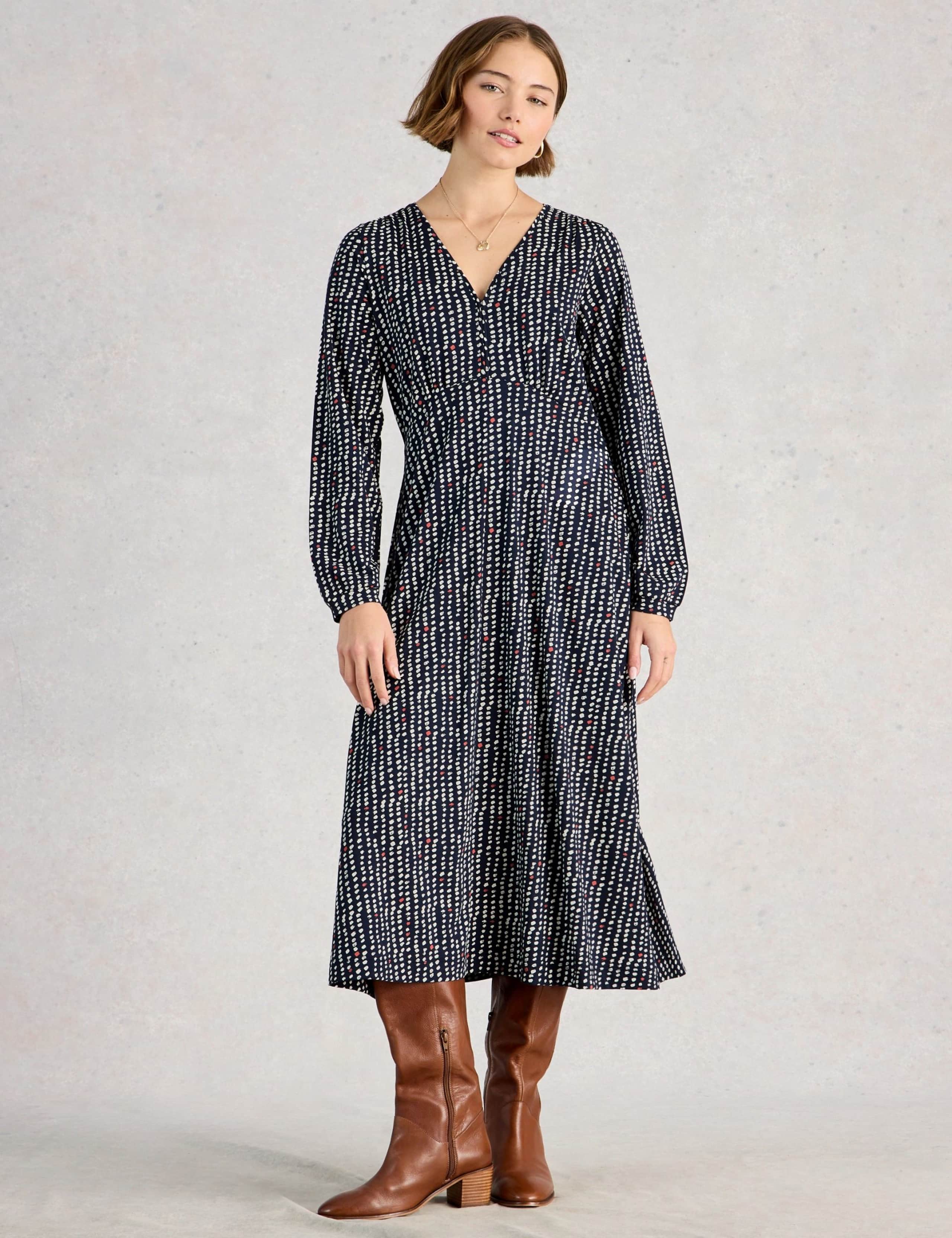 Cotton Modal Blend Printed Jersey Tea Dress