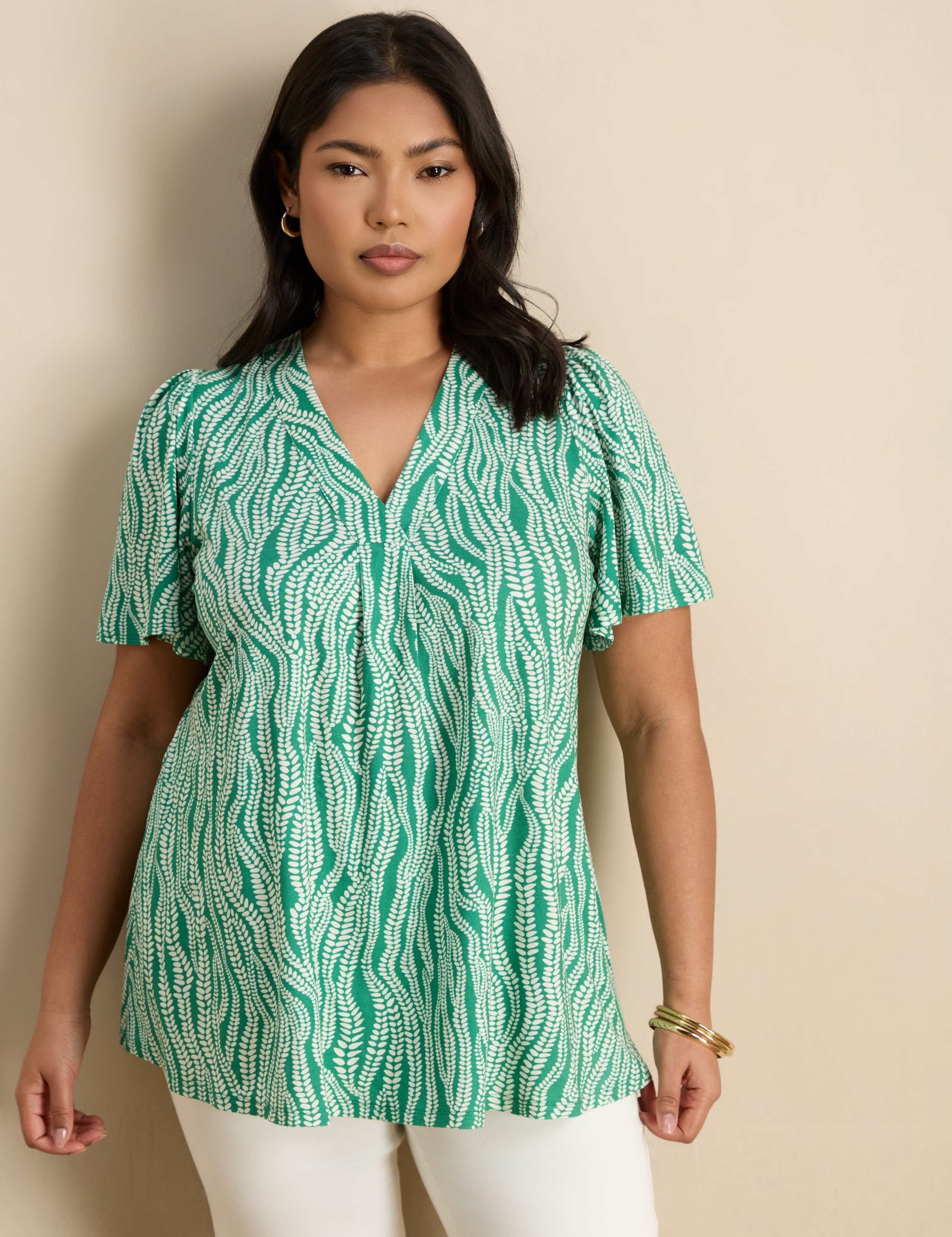 Printed V-Neck Blouse