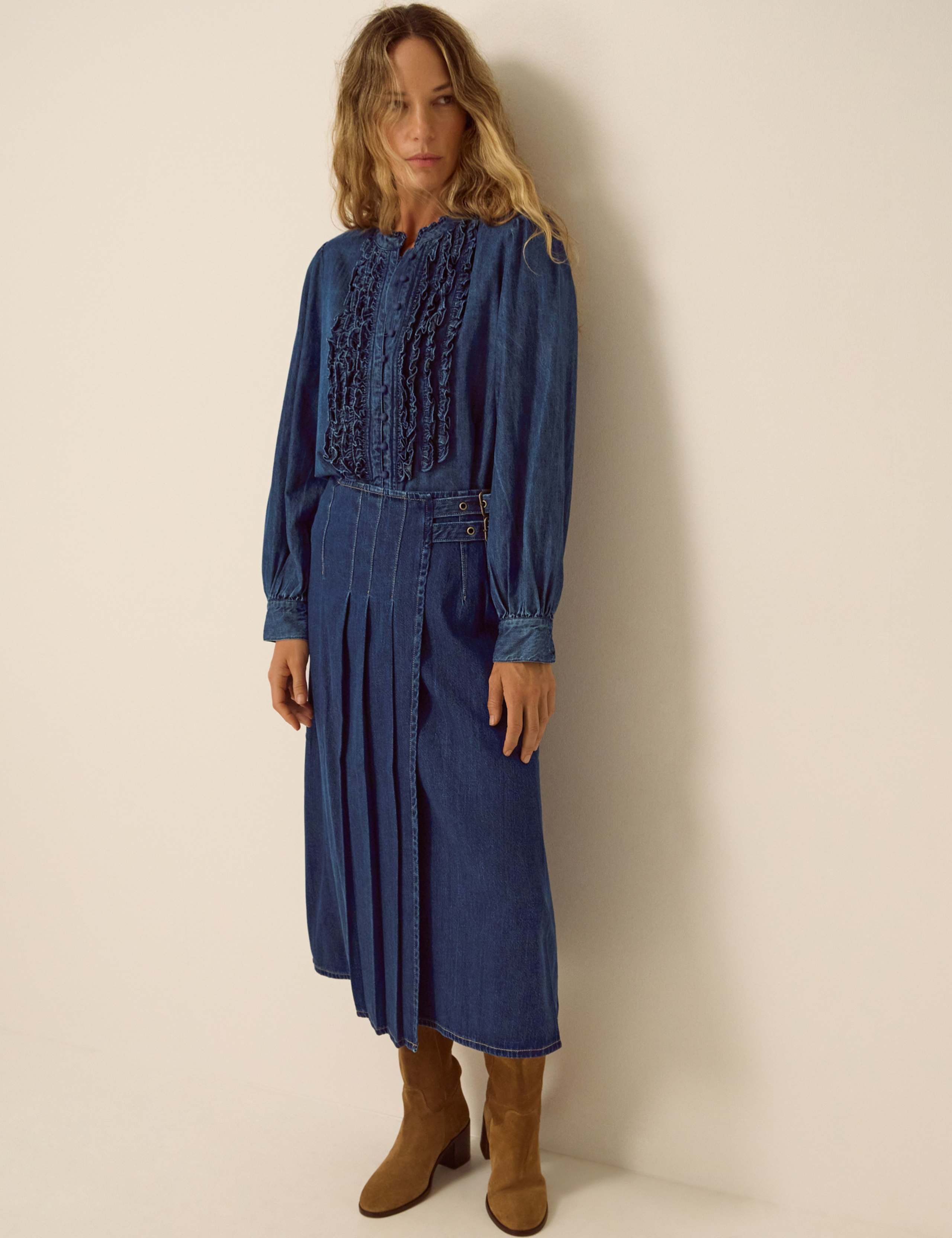 Denim Midi Skirt