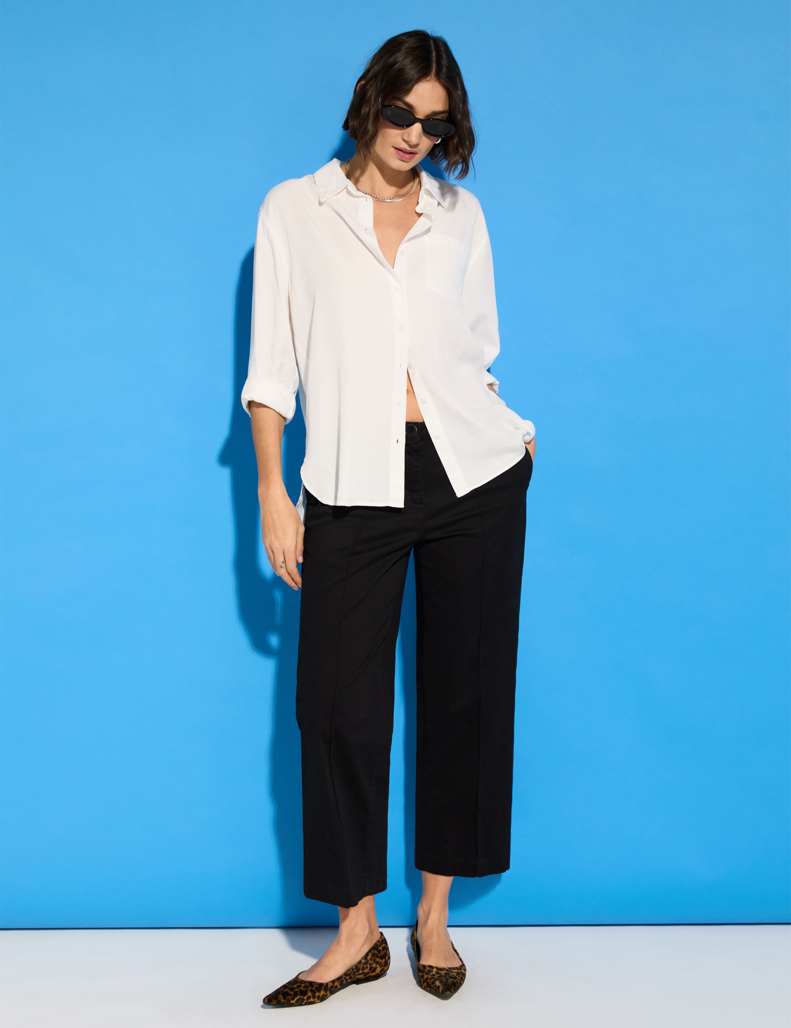 Cotton Rich Straight Leg Cropped Trousers