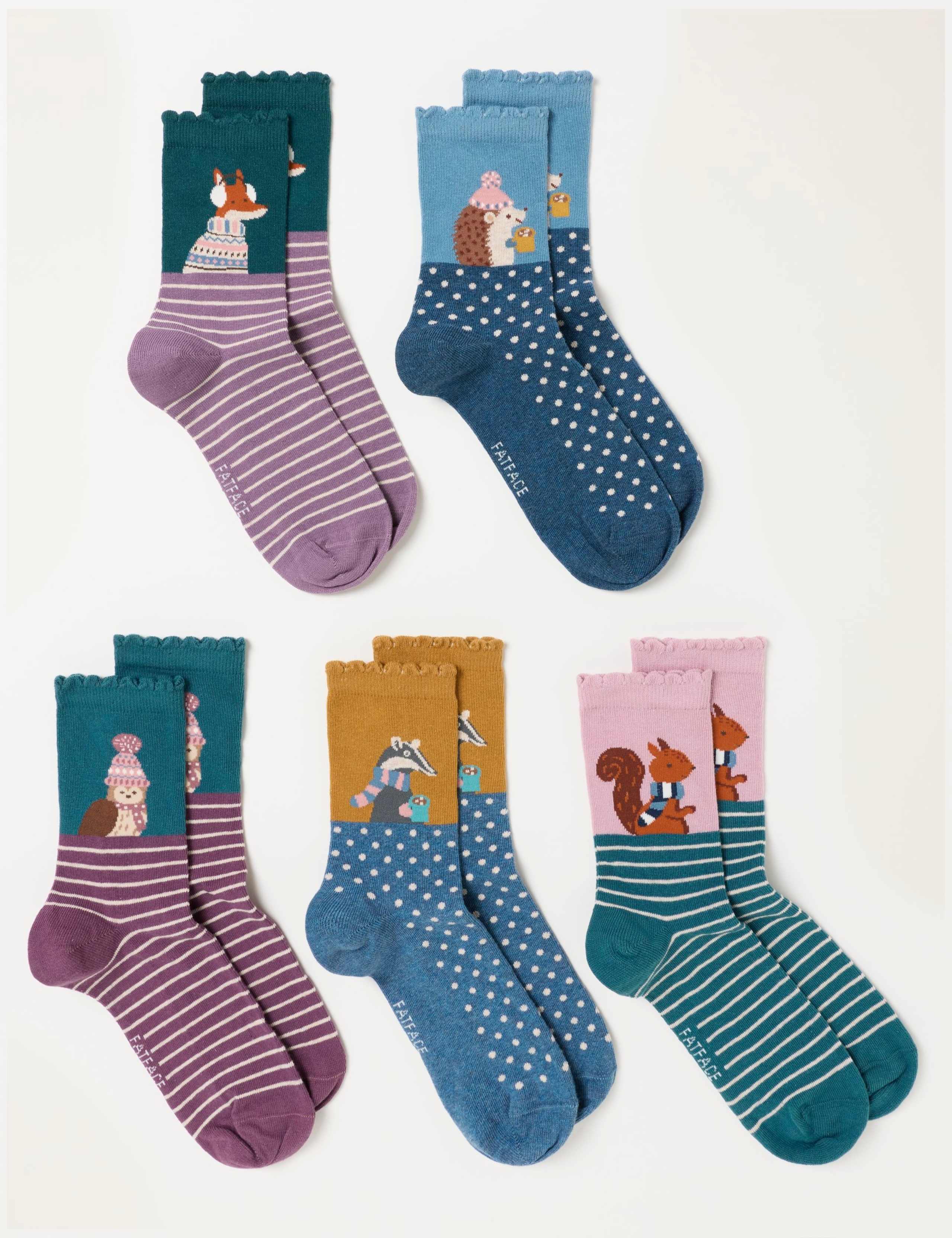 5 Pack Woodland Cotton Rich Socks