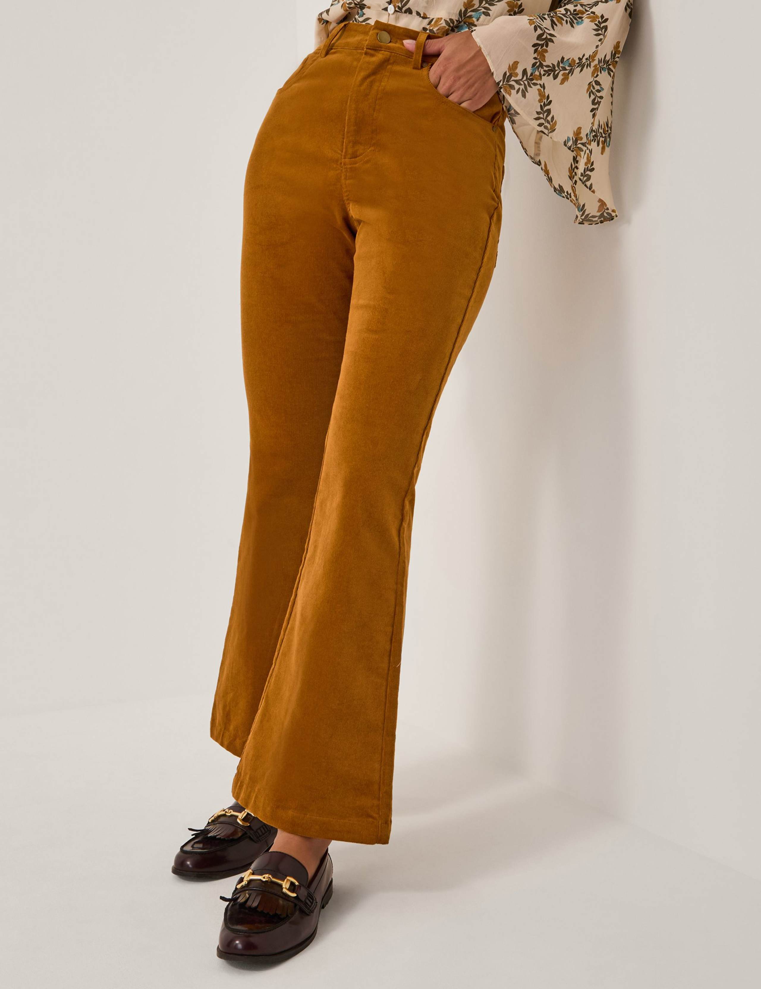Cotton Rich Cord Flared Trousers