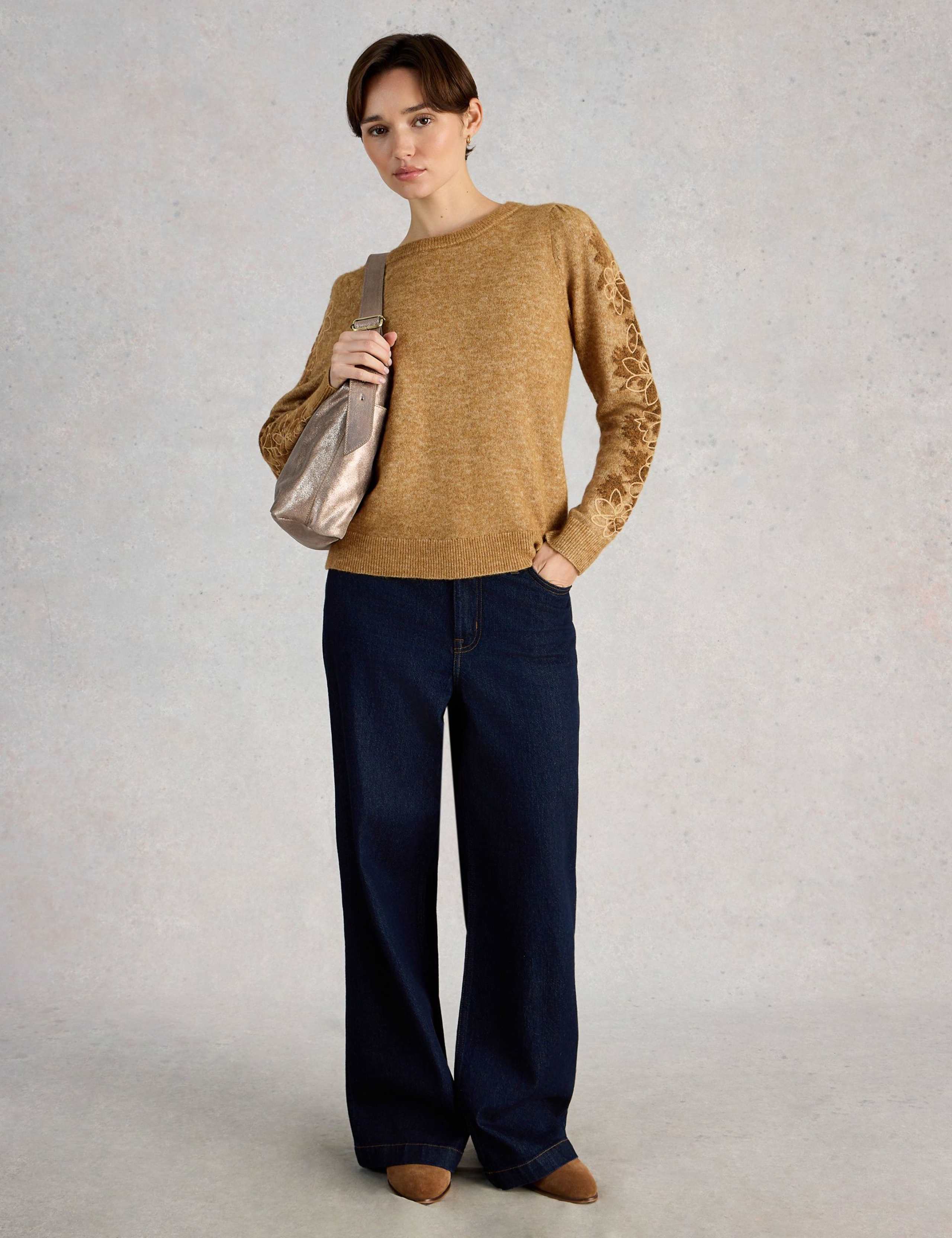 Wool Blend Embroidered Crew Neck Jumper