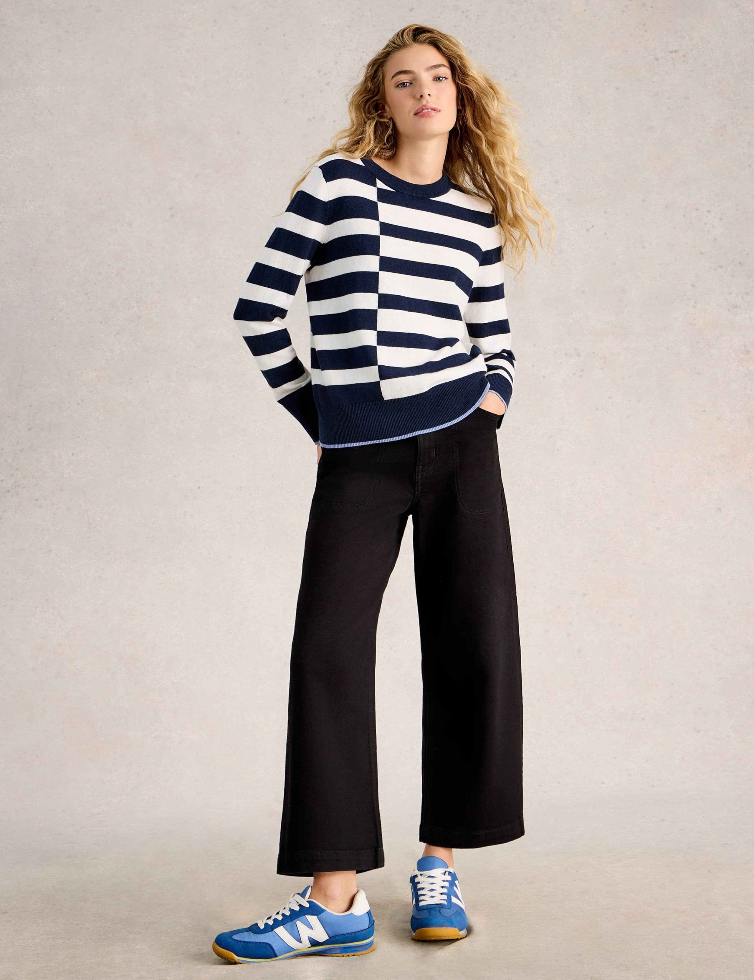 Cotton Rich Striped Jumper with Merino Wool