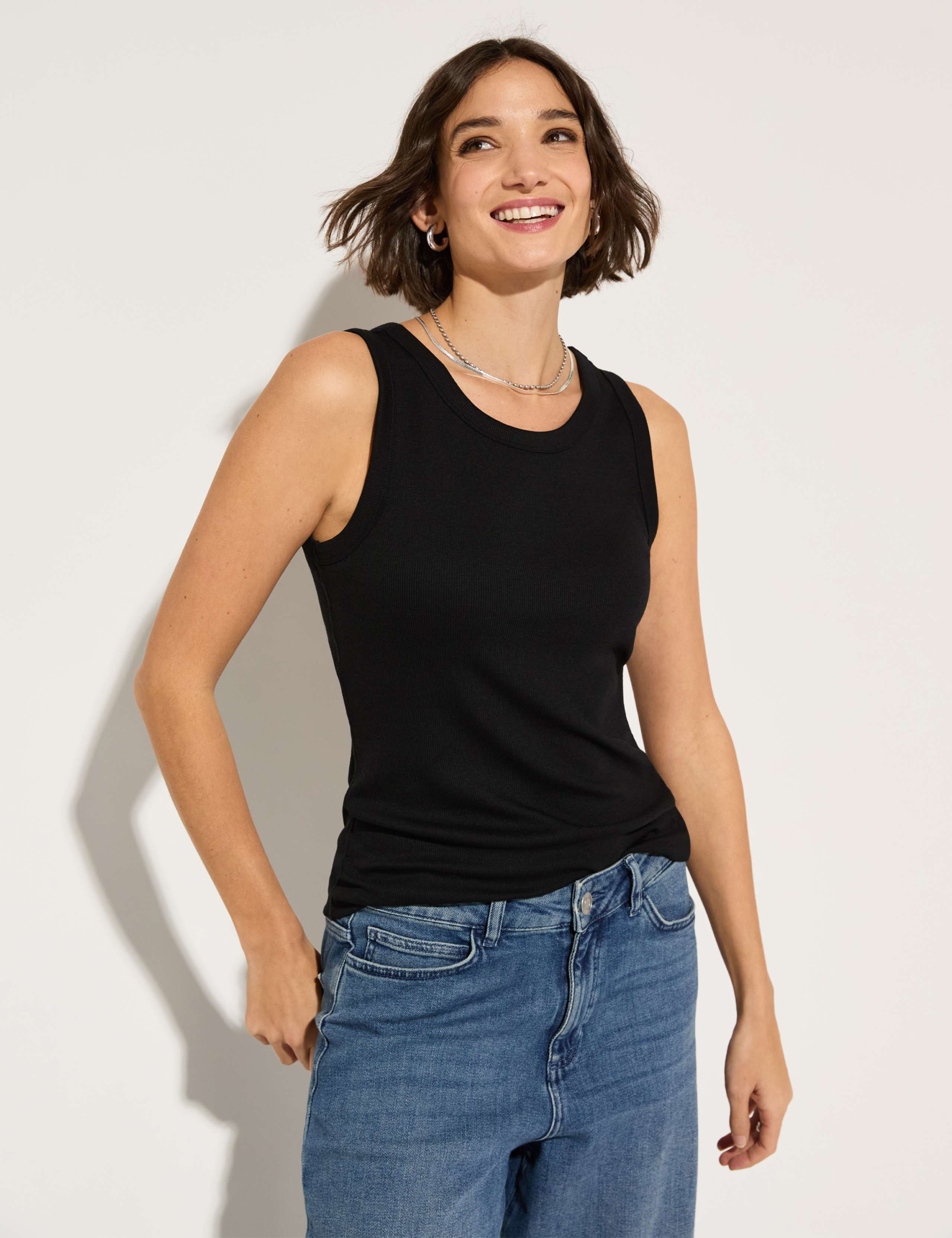 Lyocell Rich Ribbed Round Neck Tank Top