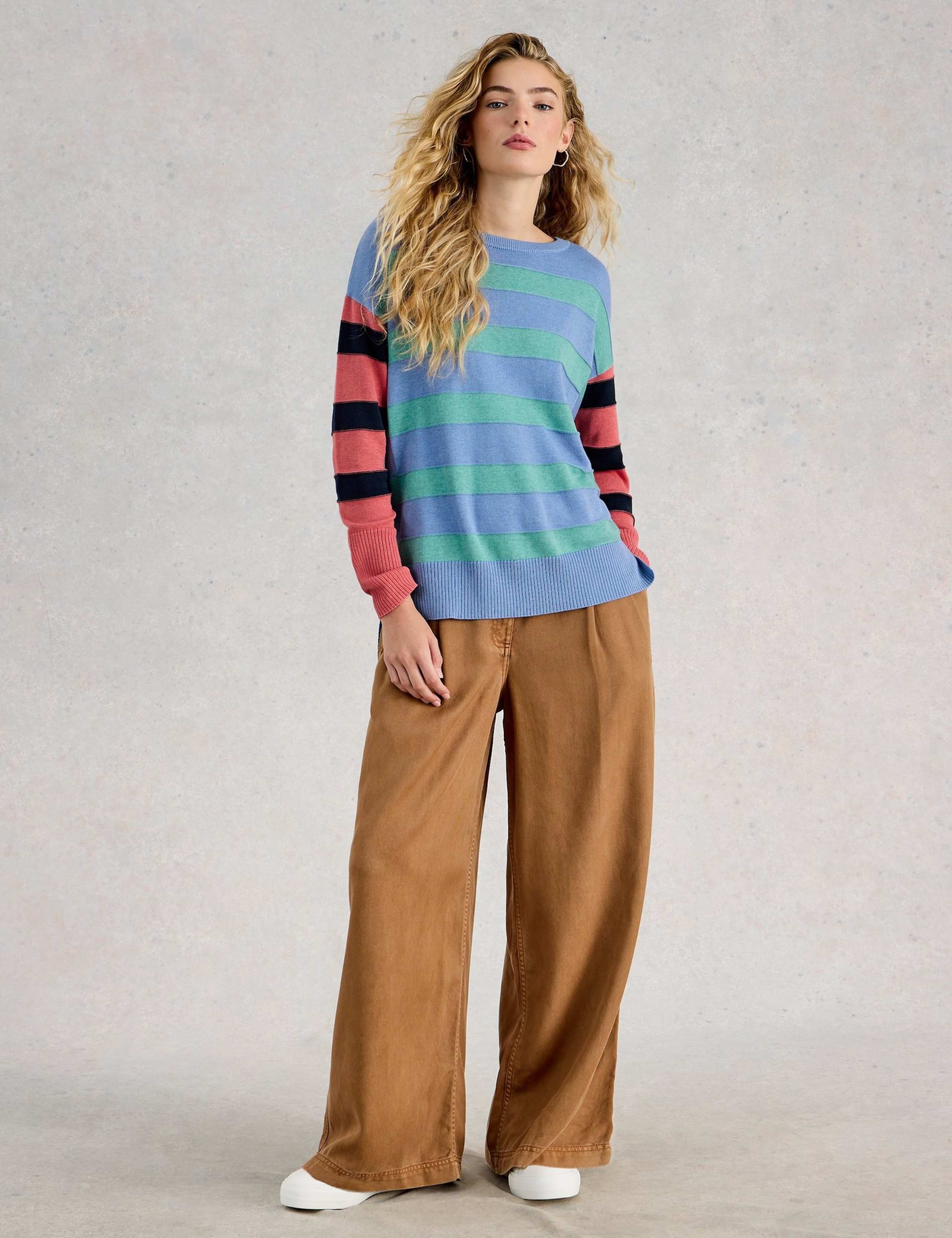 Cotton Rich Colour Block Striped Jumper