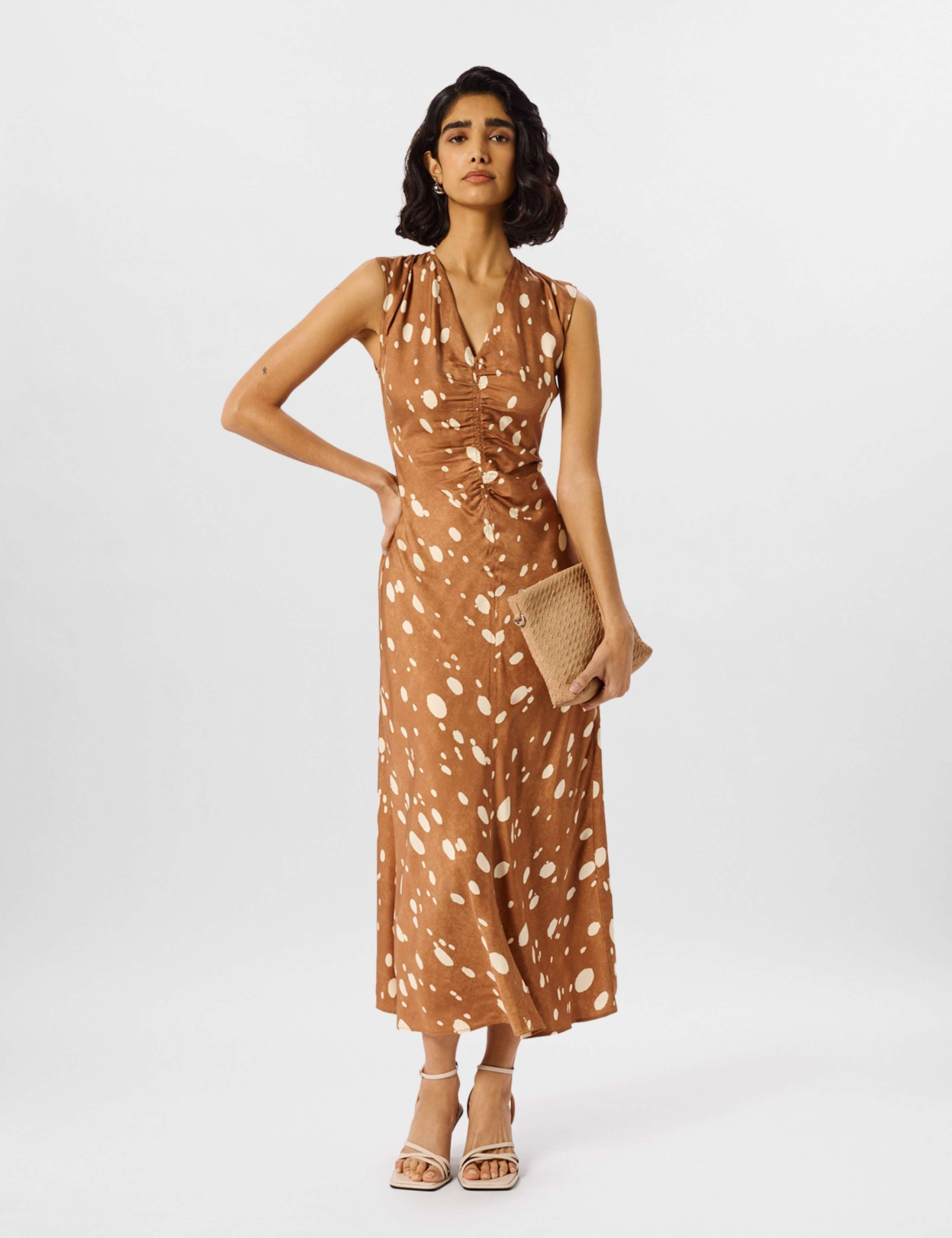 Animal Print V-Neck Midaxi Tea Dress