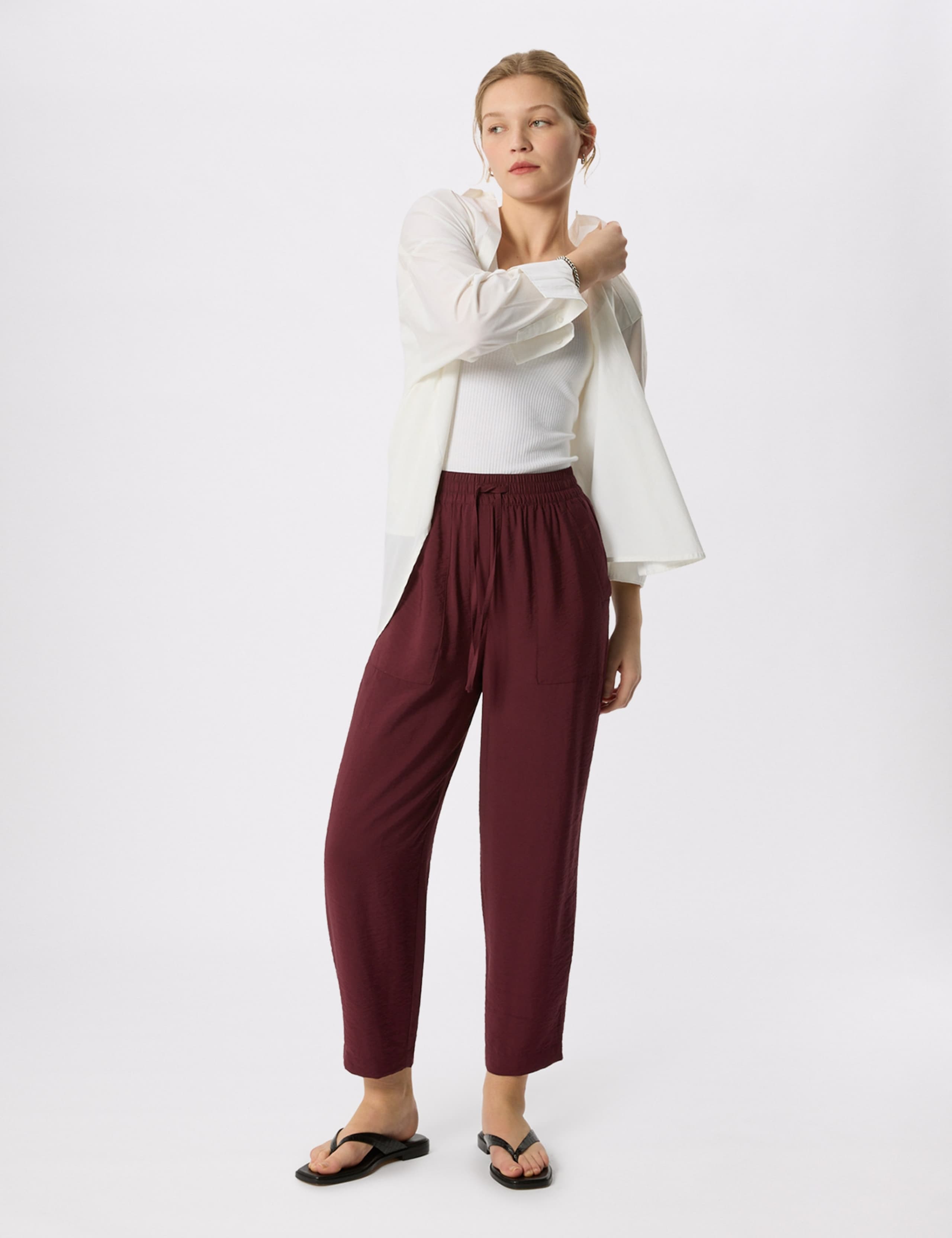 Tie Waist Straight Leg Cropped Trousers