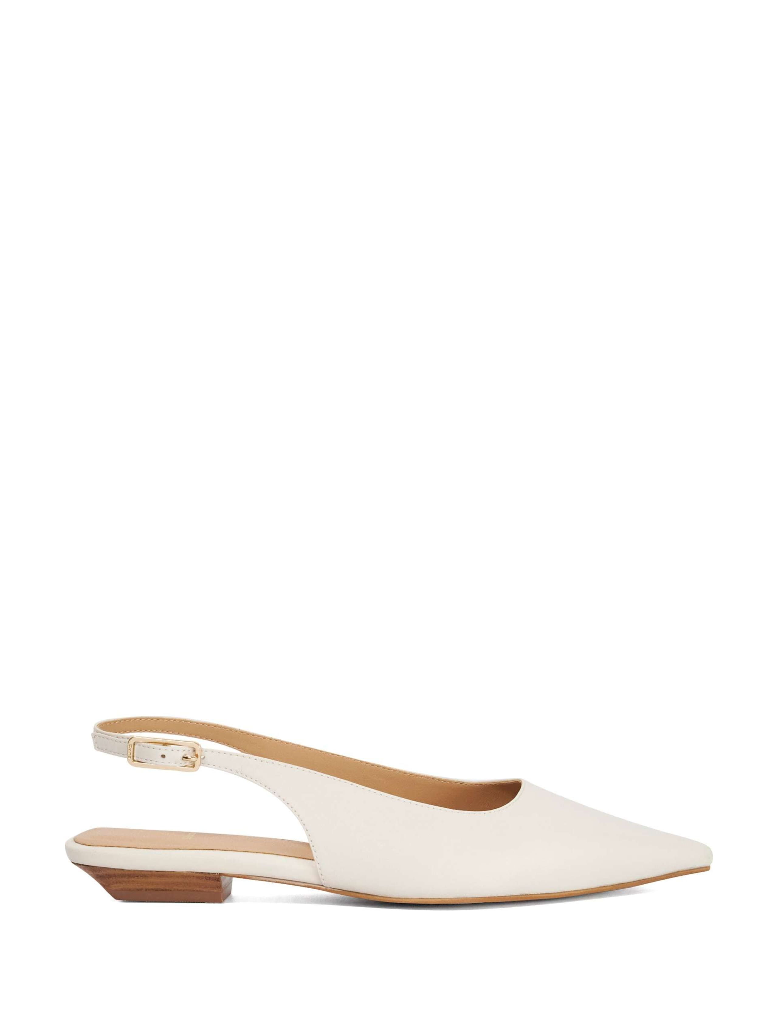 Leather Angle Heel Pointed Slingback Shoes