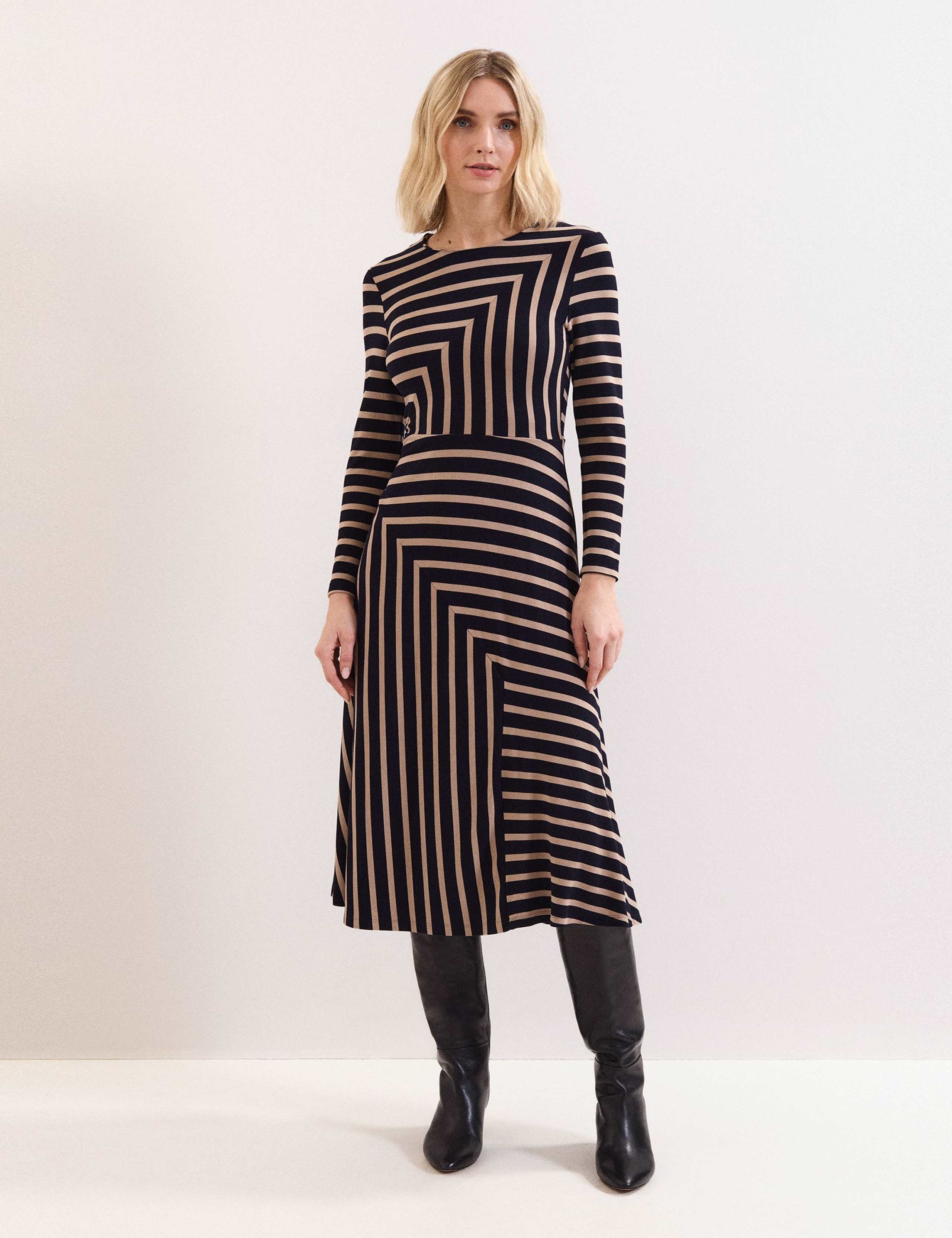 Striped Midi Waisted Dress