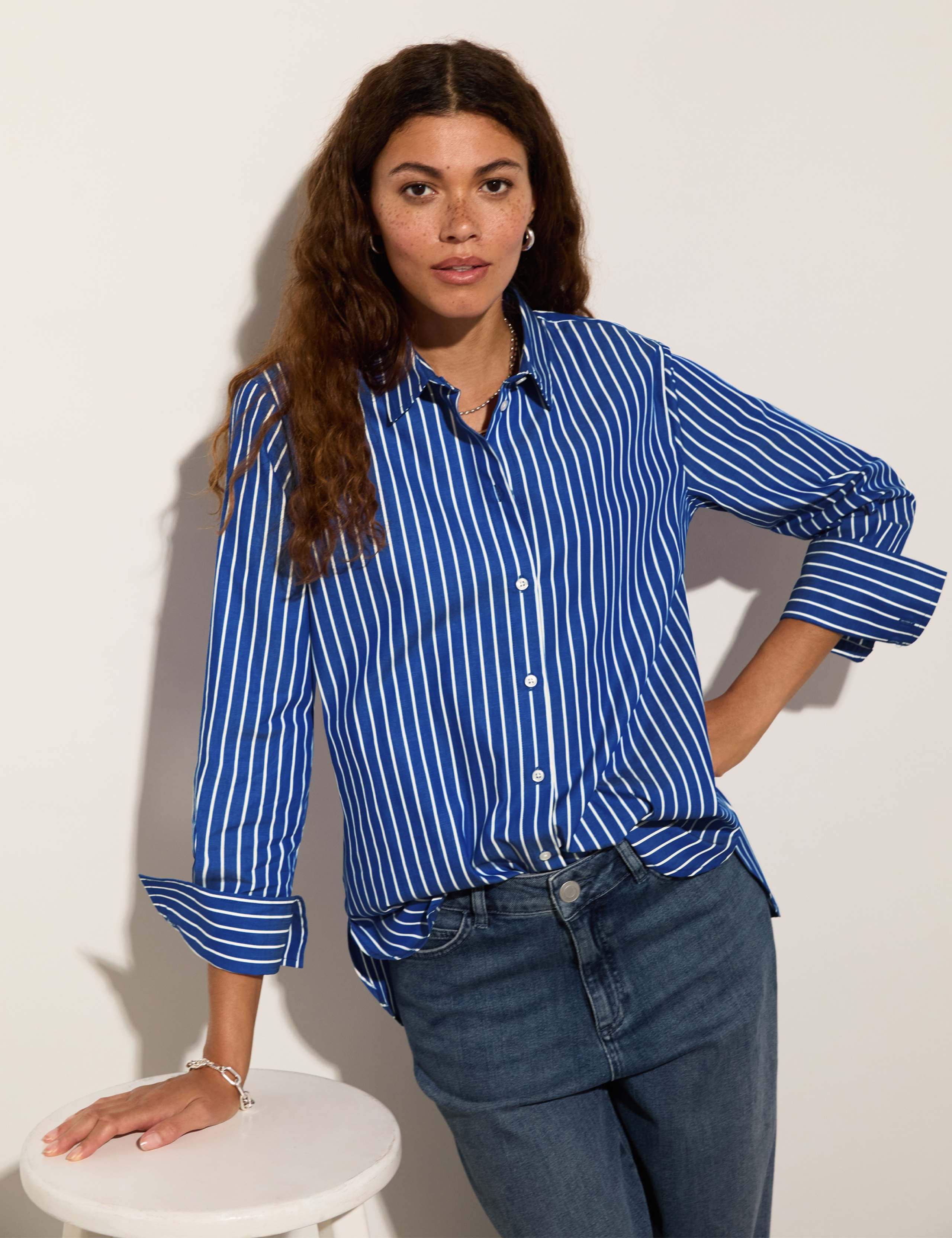 Pure Cotton Striped Collared Relaxed Shirt