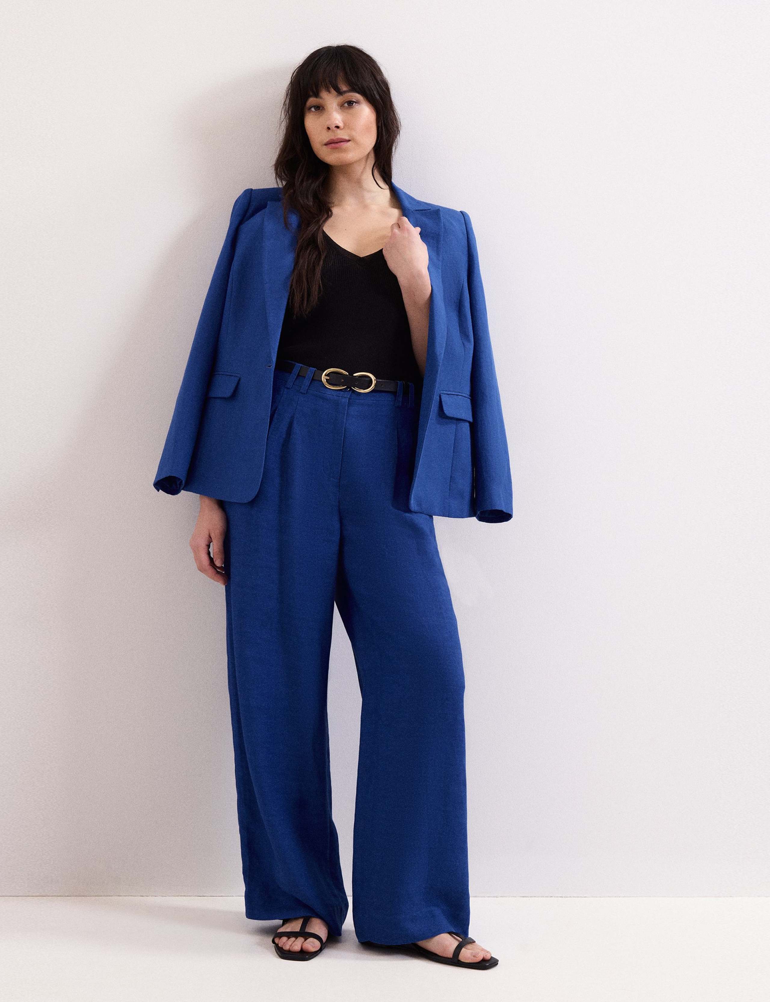 Linen Rich Wide Leg Trousers