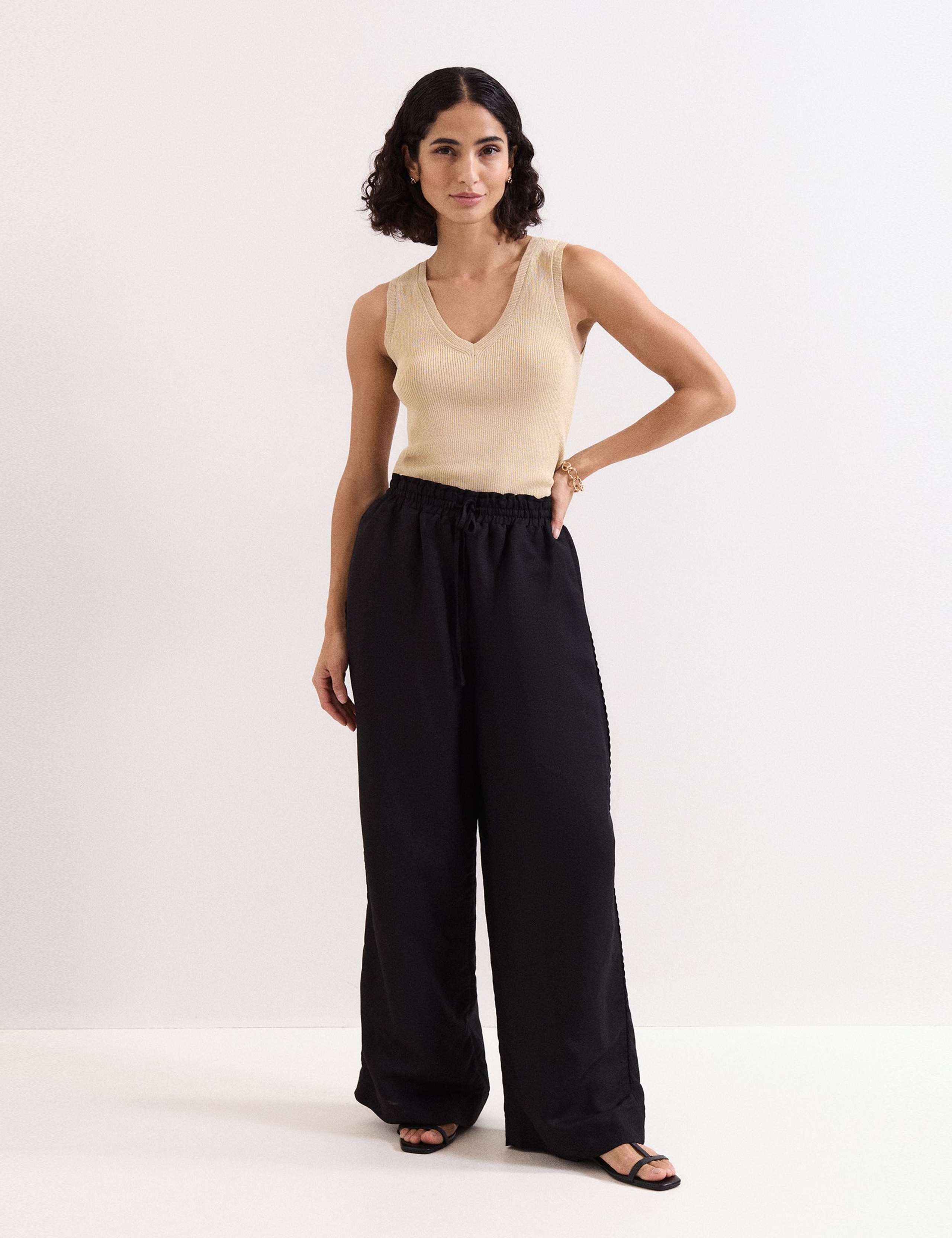 Linen Rich Wide Leg Trousers