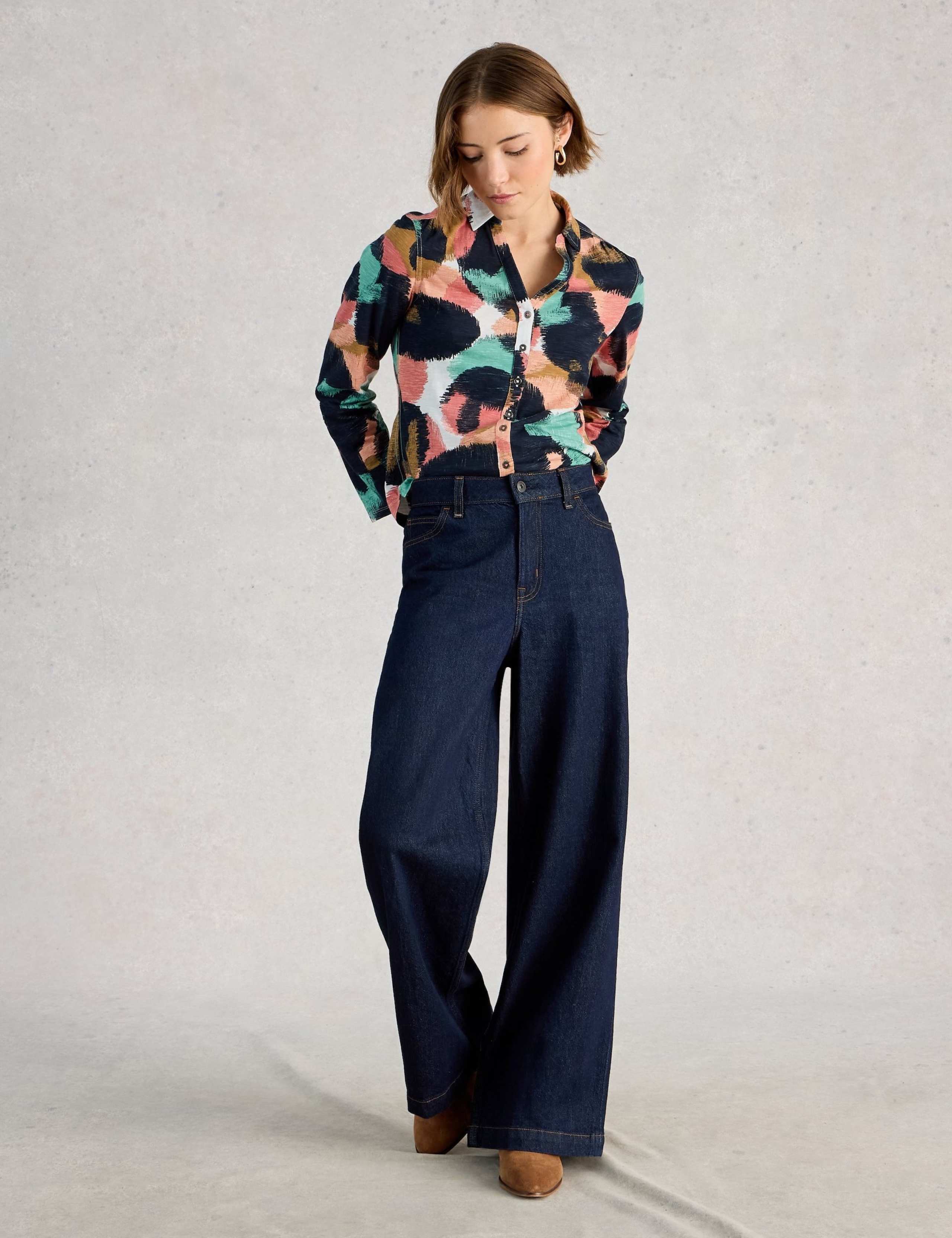 Pure Cotton Jersey Printed Collared Shirt