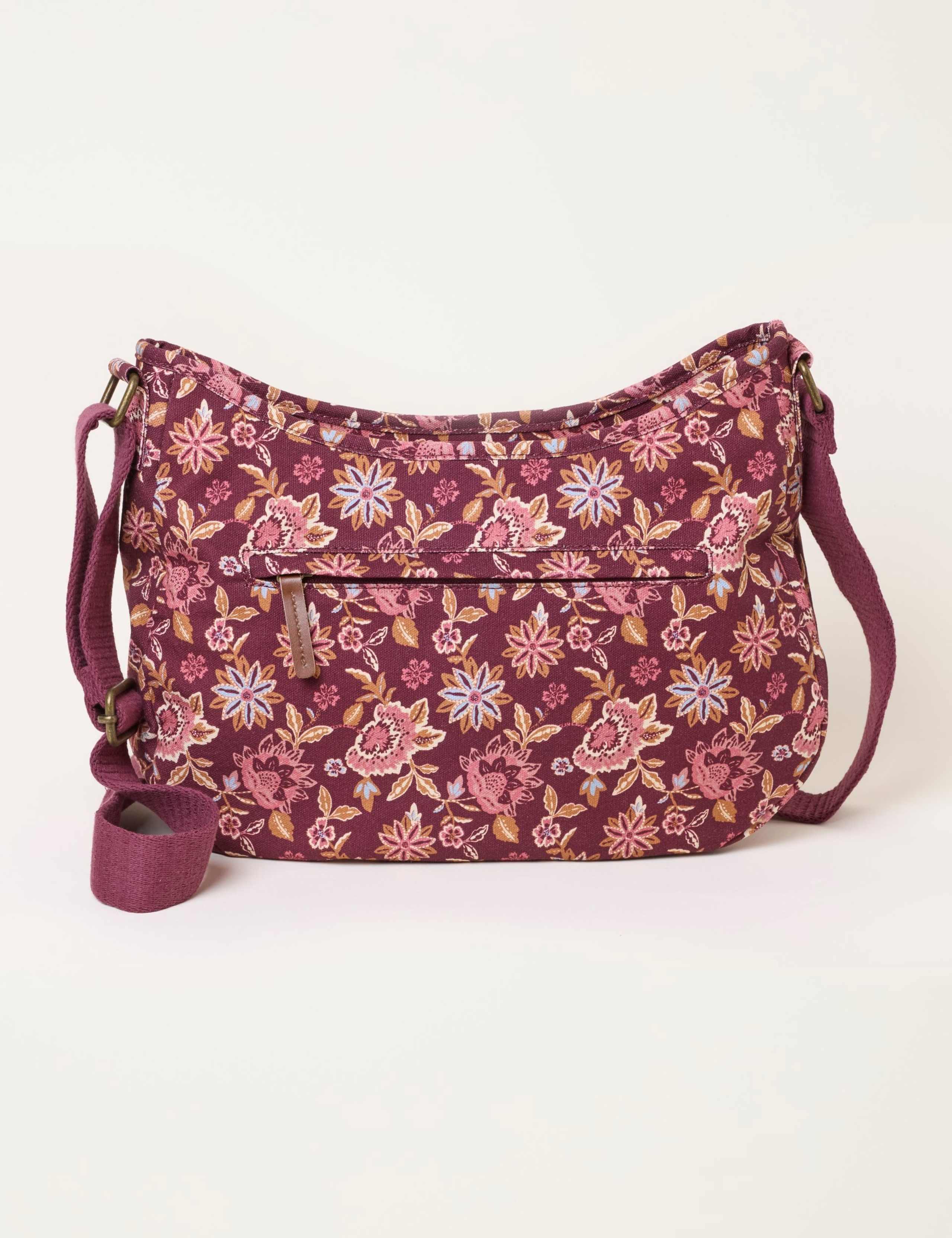 Canvas Floral Print Cross Body Bag