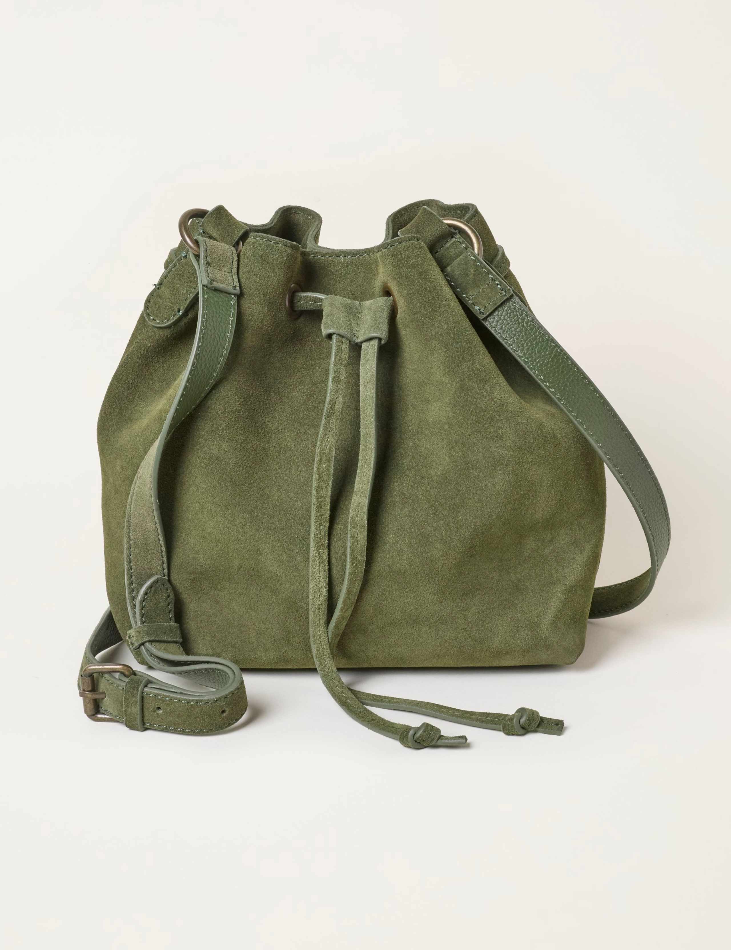 Suede Drawstring Bucket Bag
