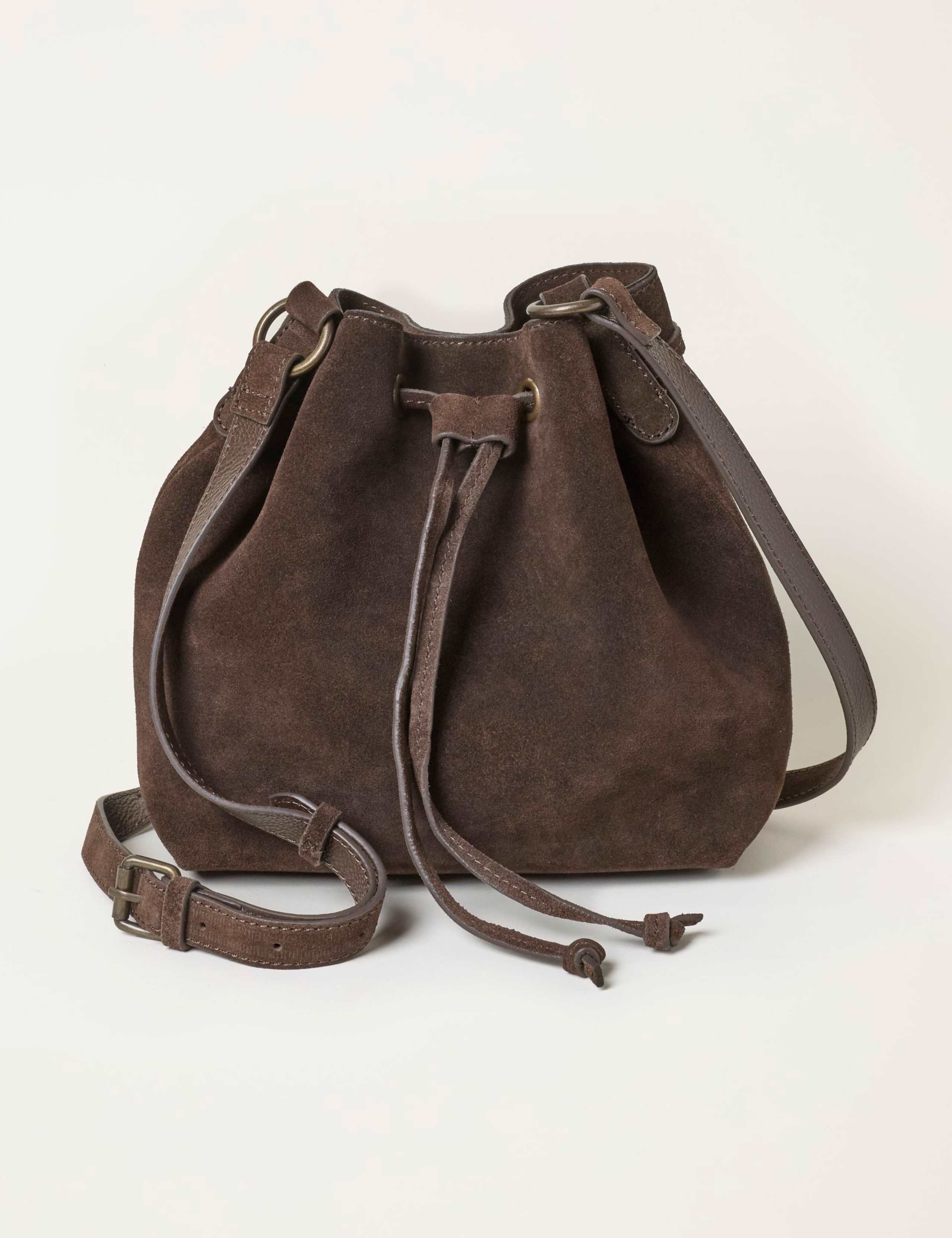 Suede Drawstring Bucket Bag