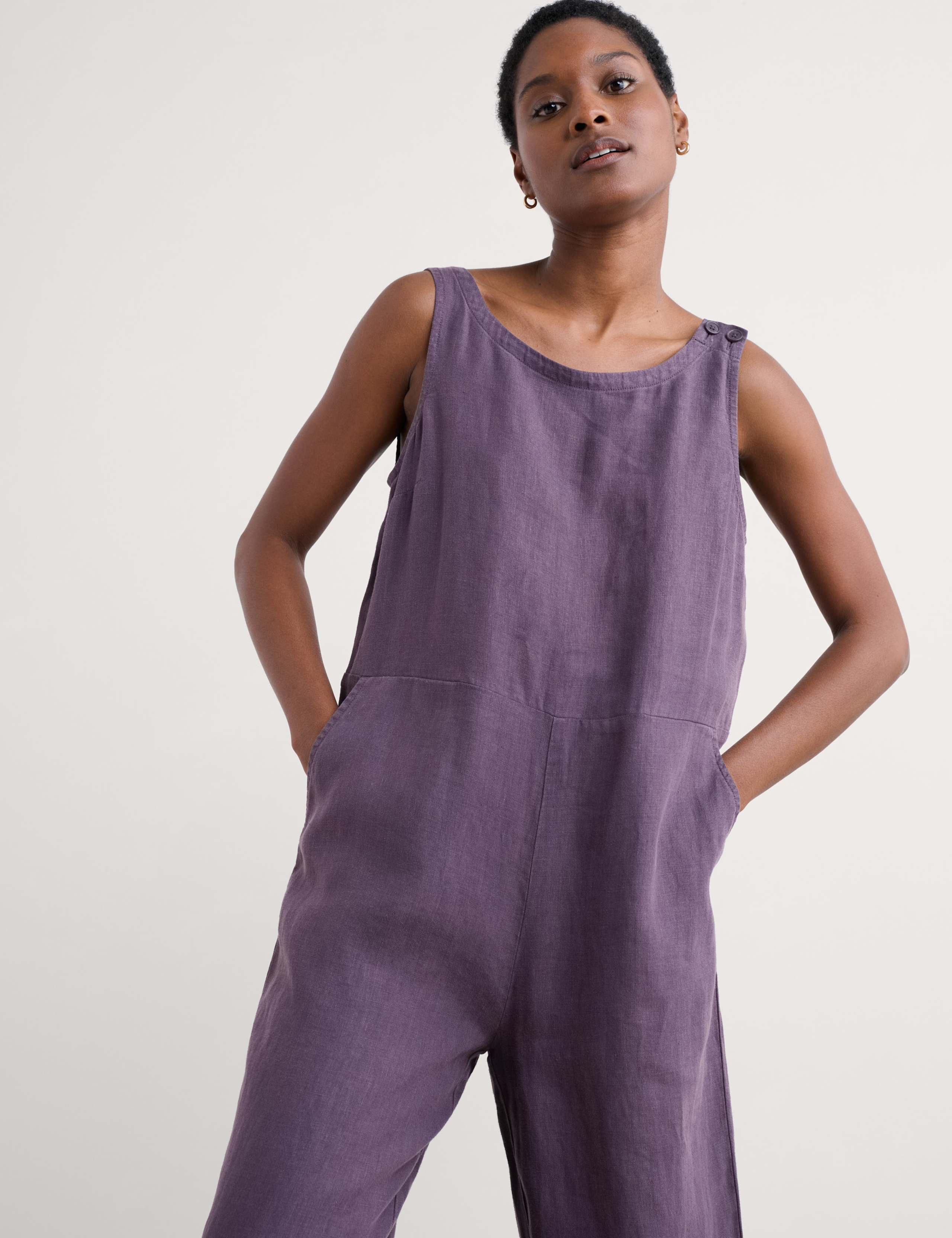 Pure Linen Sleeveless Jumpsuit