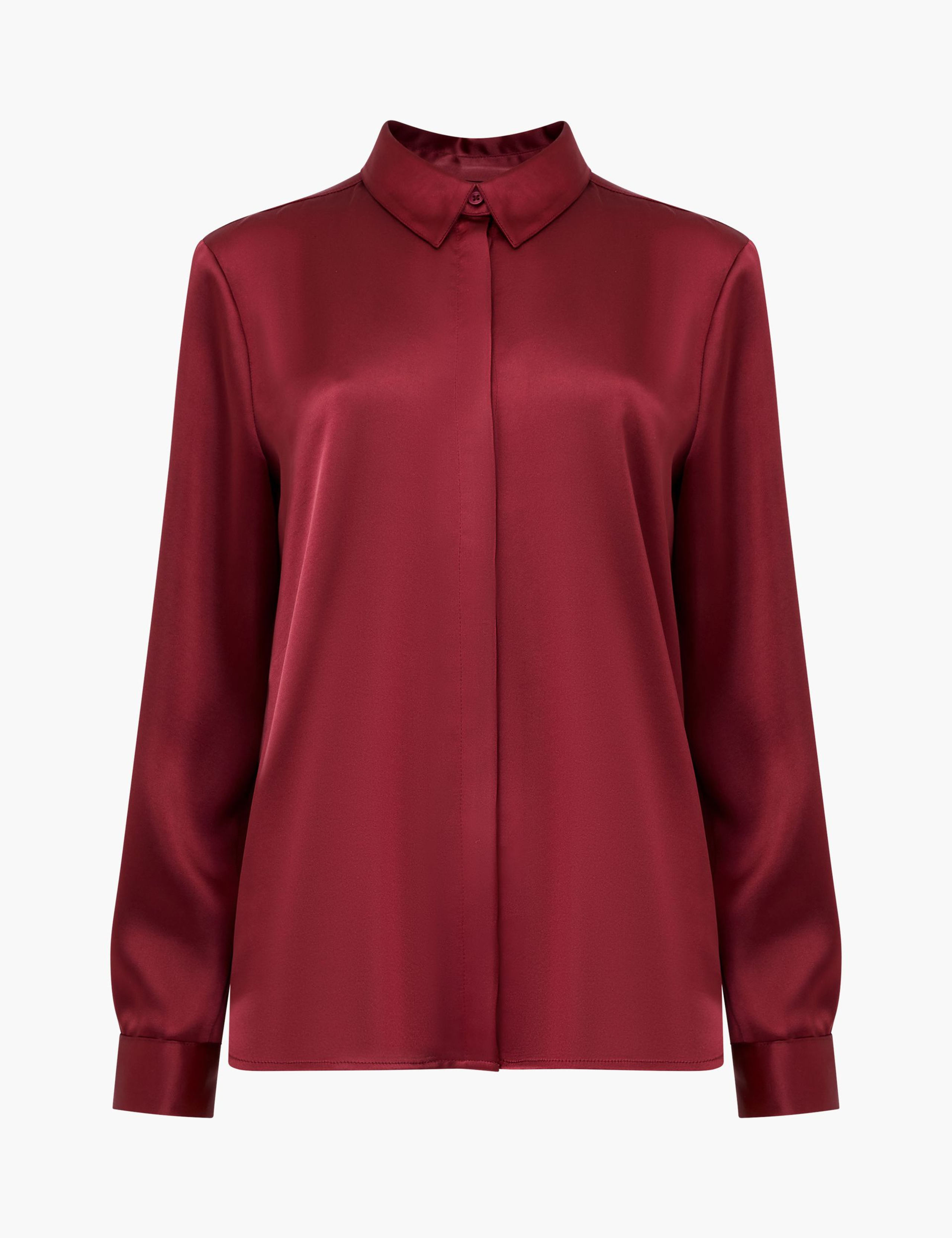 Satin Collared Button Through Shirt