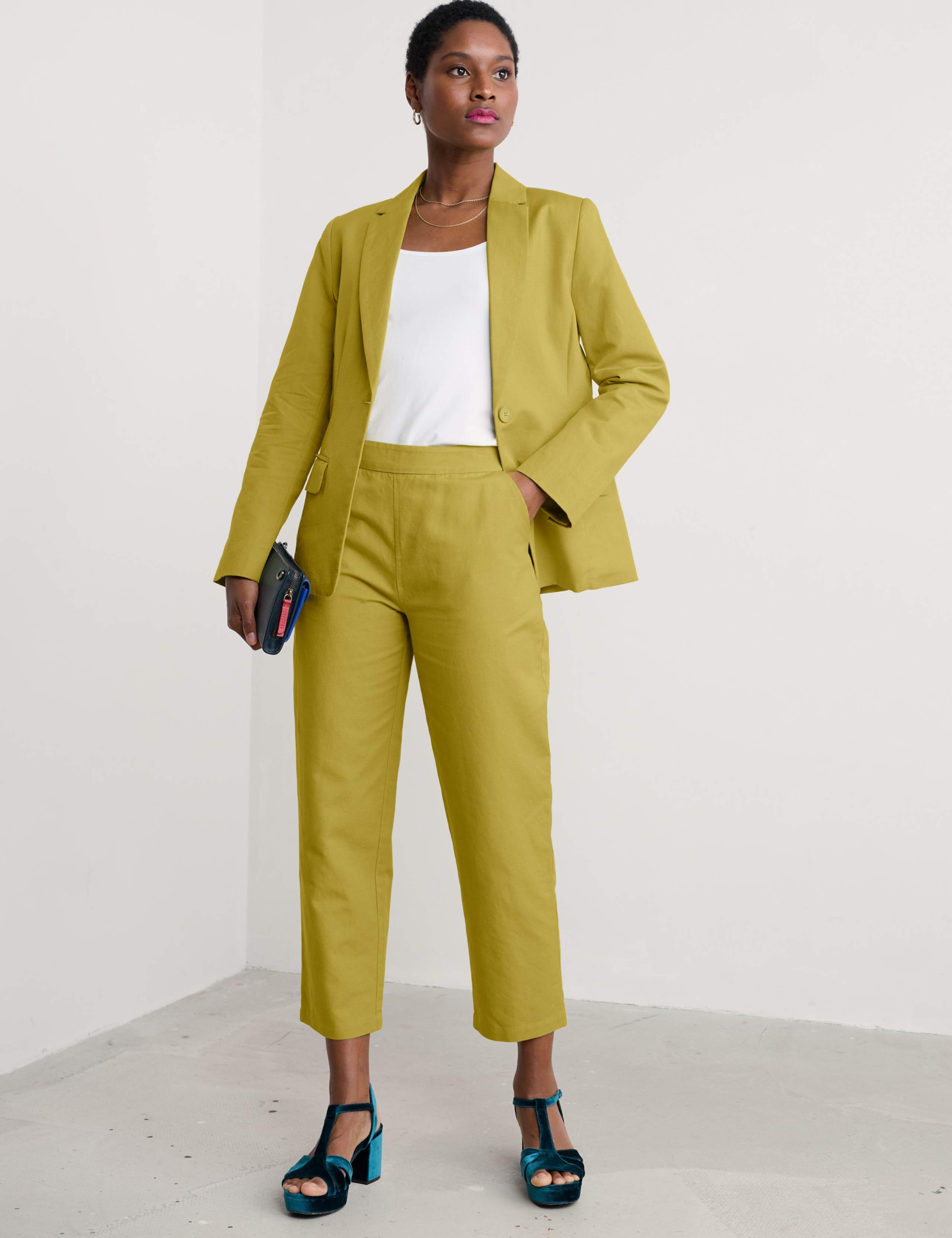Linen Rich Straight Leg Ankle Grazer Trousers
