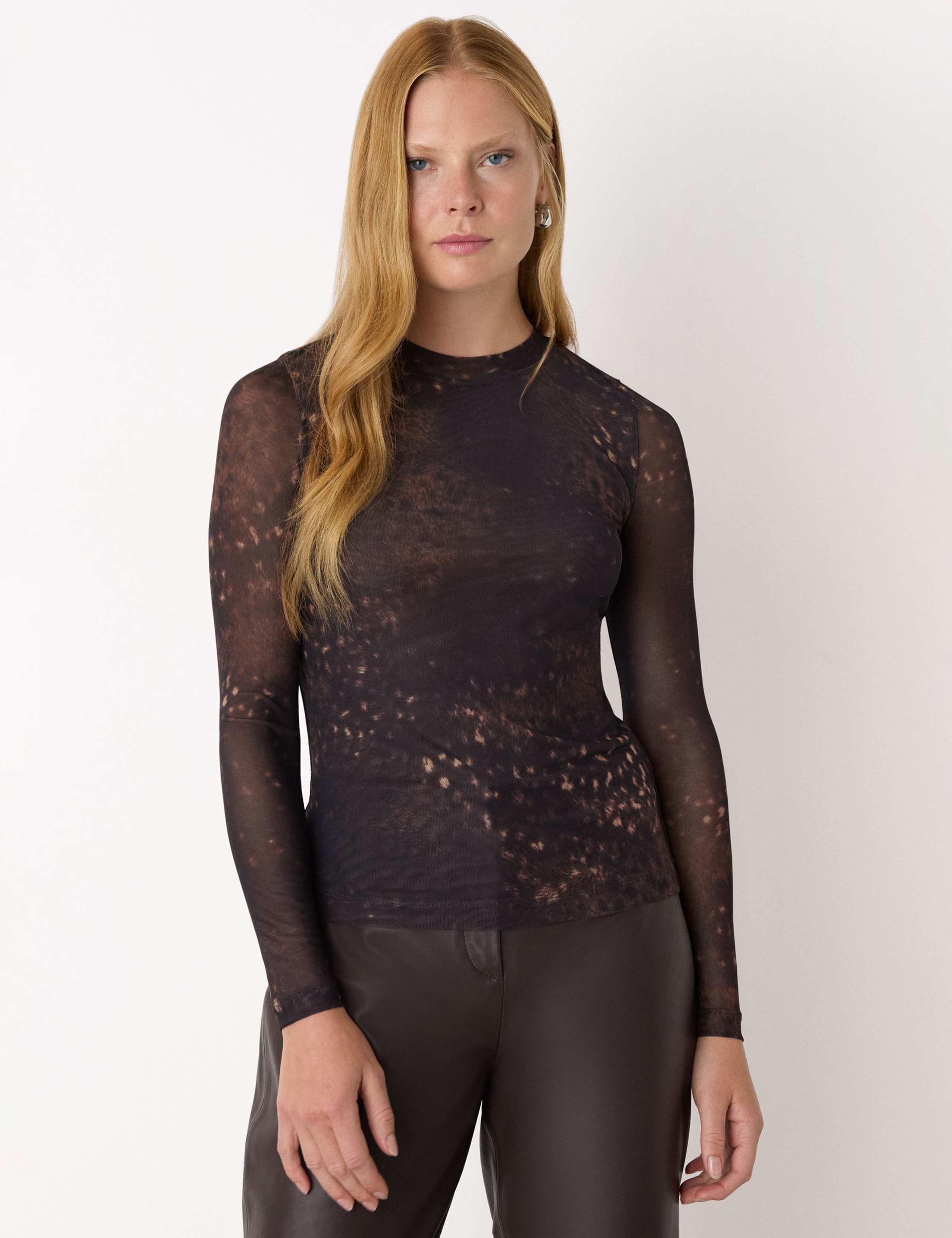 Mesh Spotted Animal Print Top