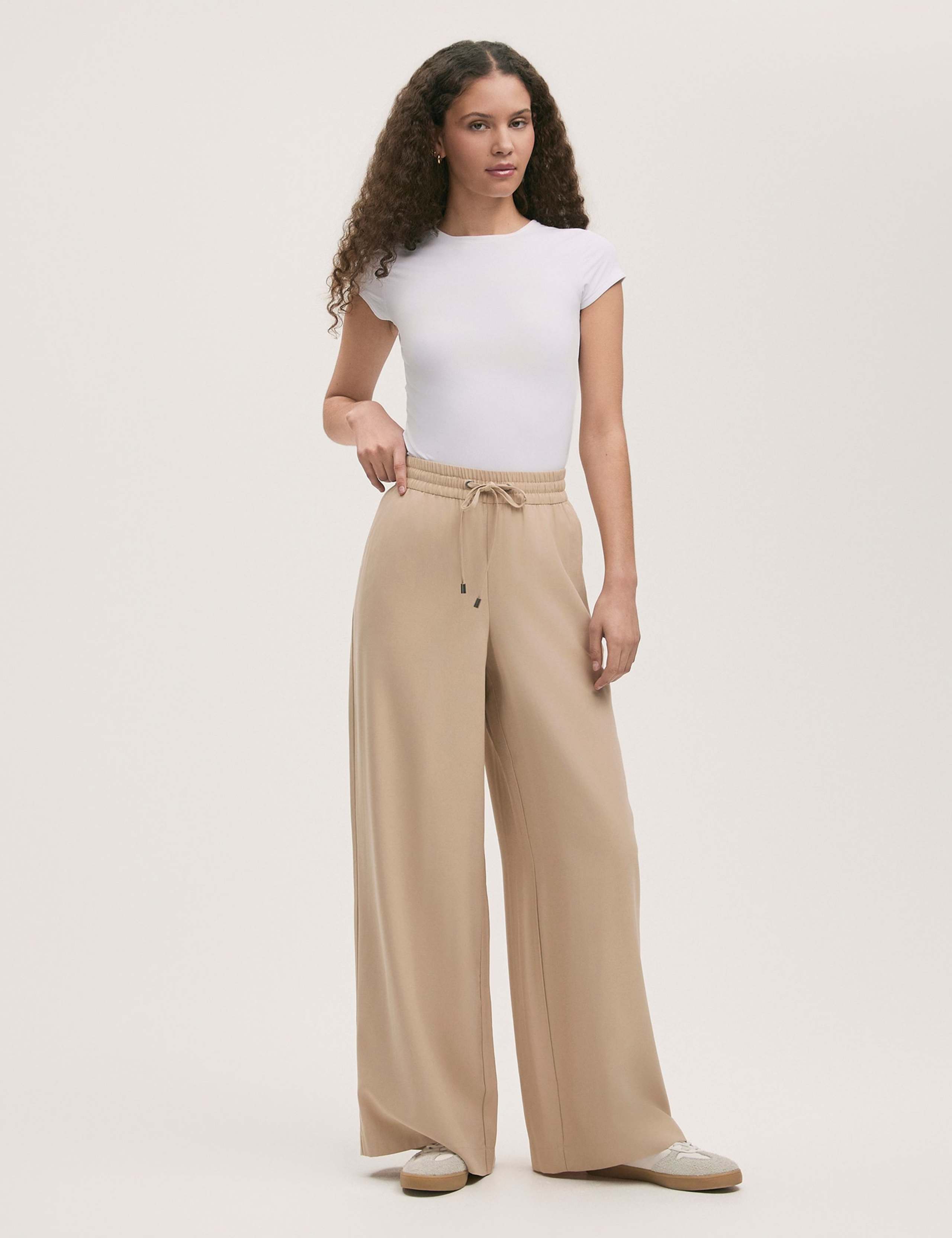 Drawstring Wide Leg Trousers