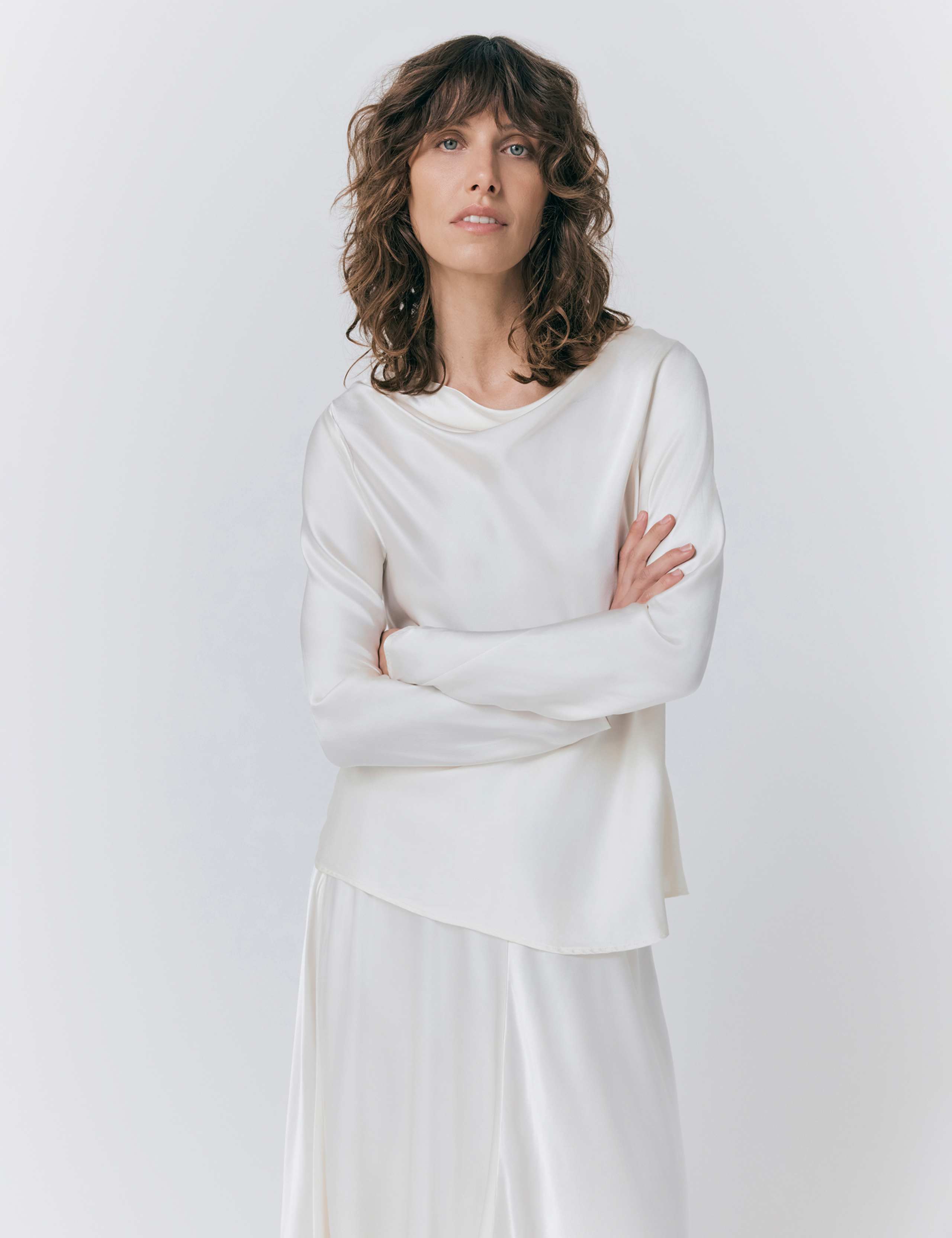 Satin Cowl Neck Blouse