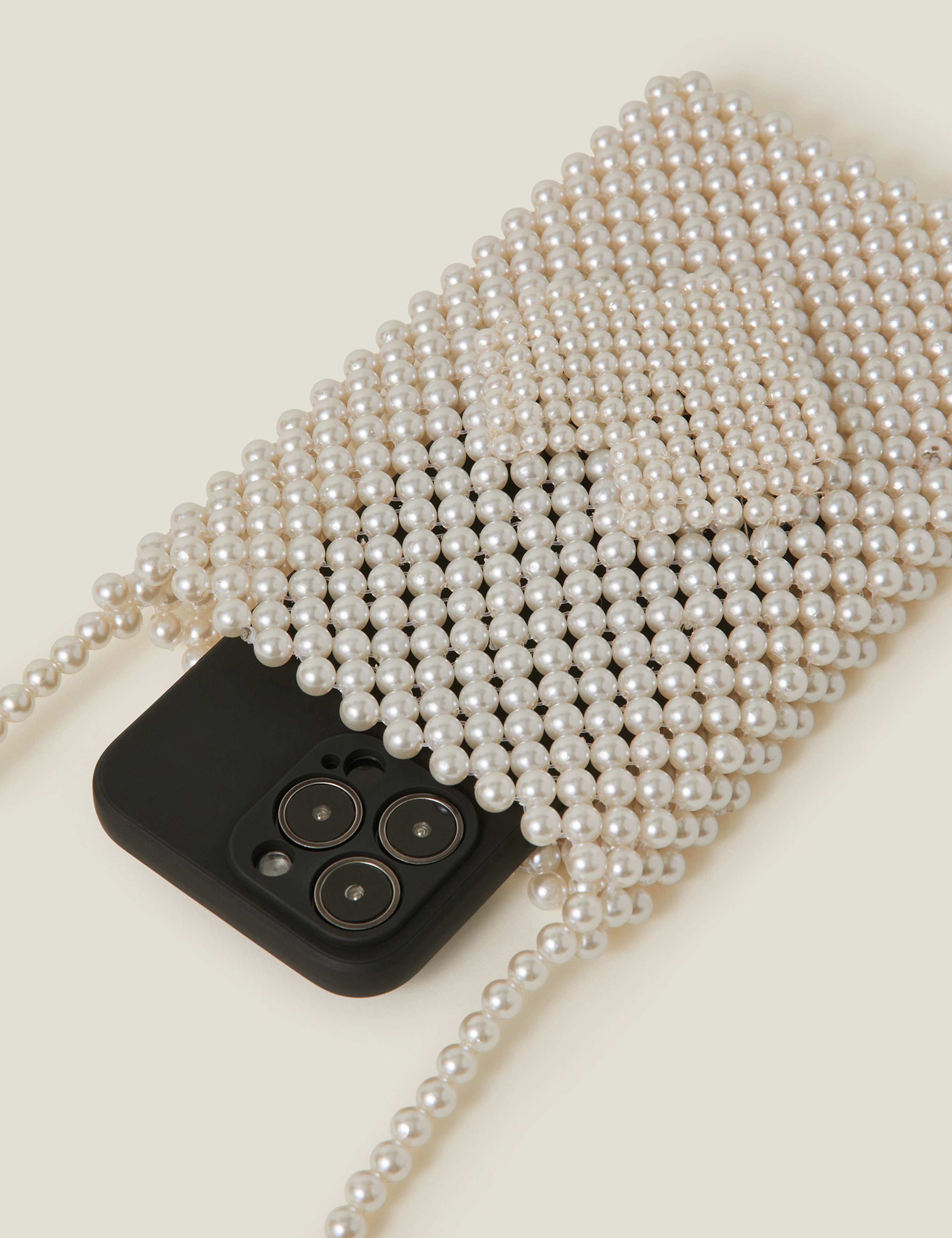 Pearl Beaded Heart Bridal Phone Bag