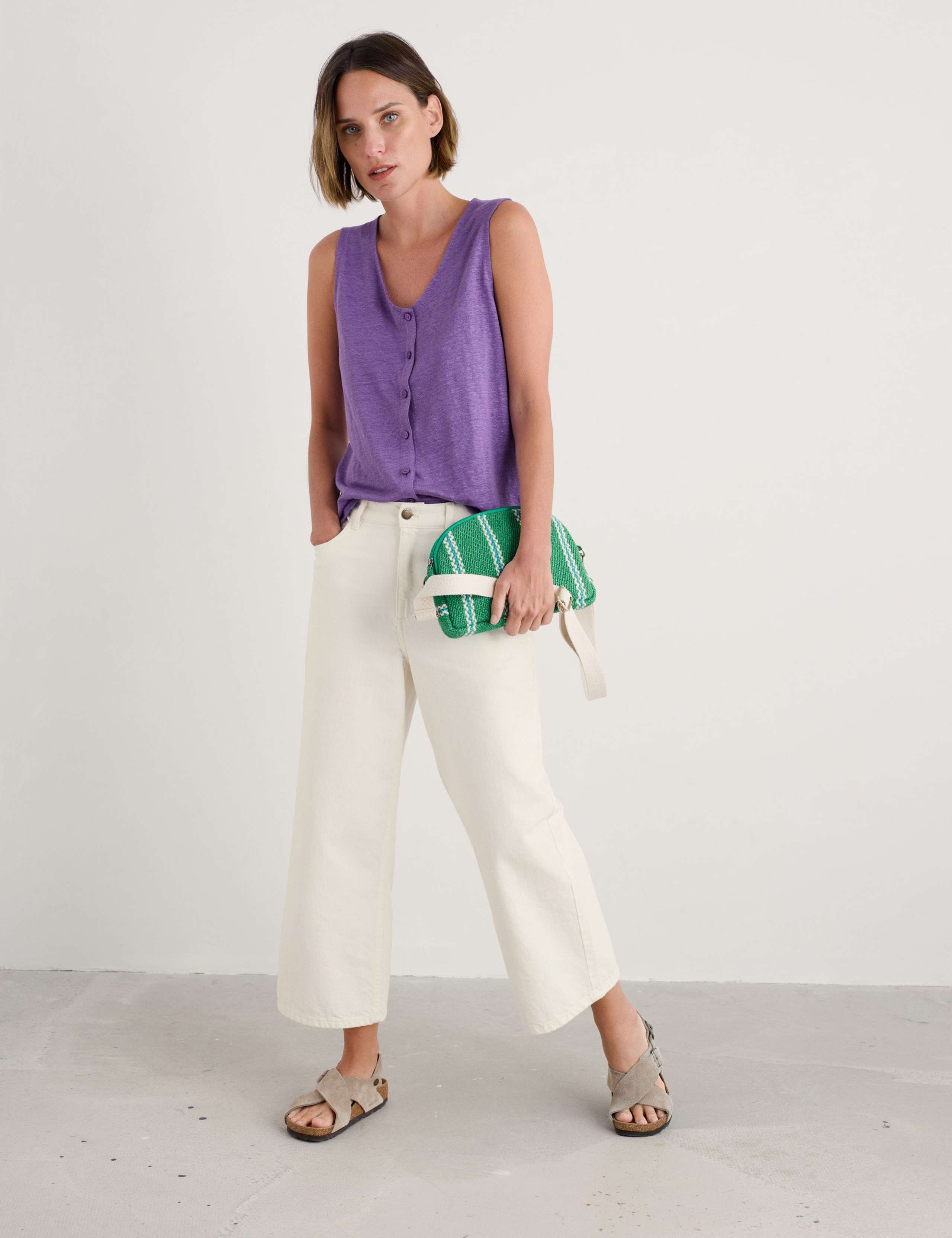 Pure Linen V-Neck Relaxed Vest
