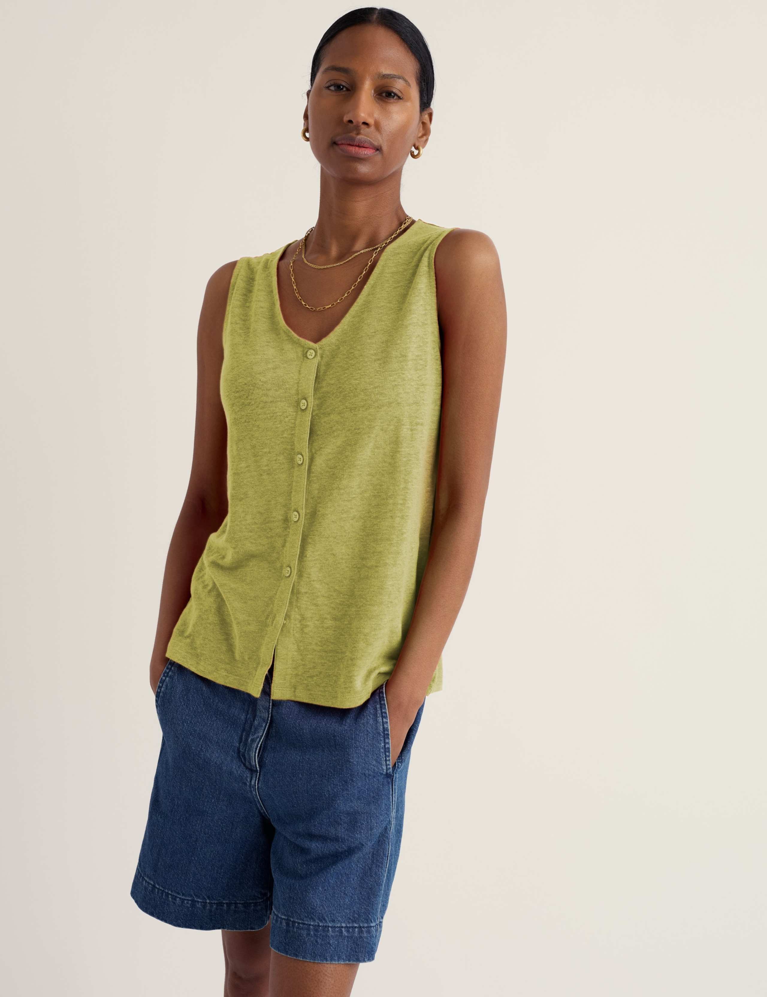 Pure Linen V-Neck Relaxed Vest