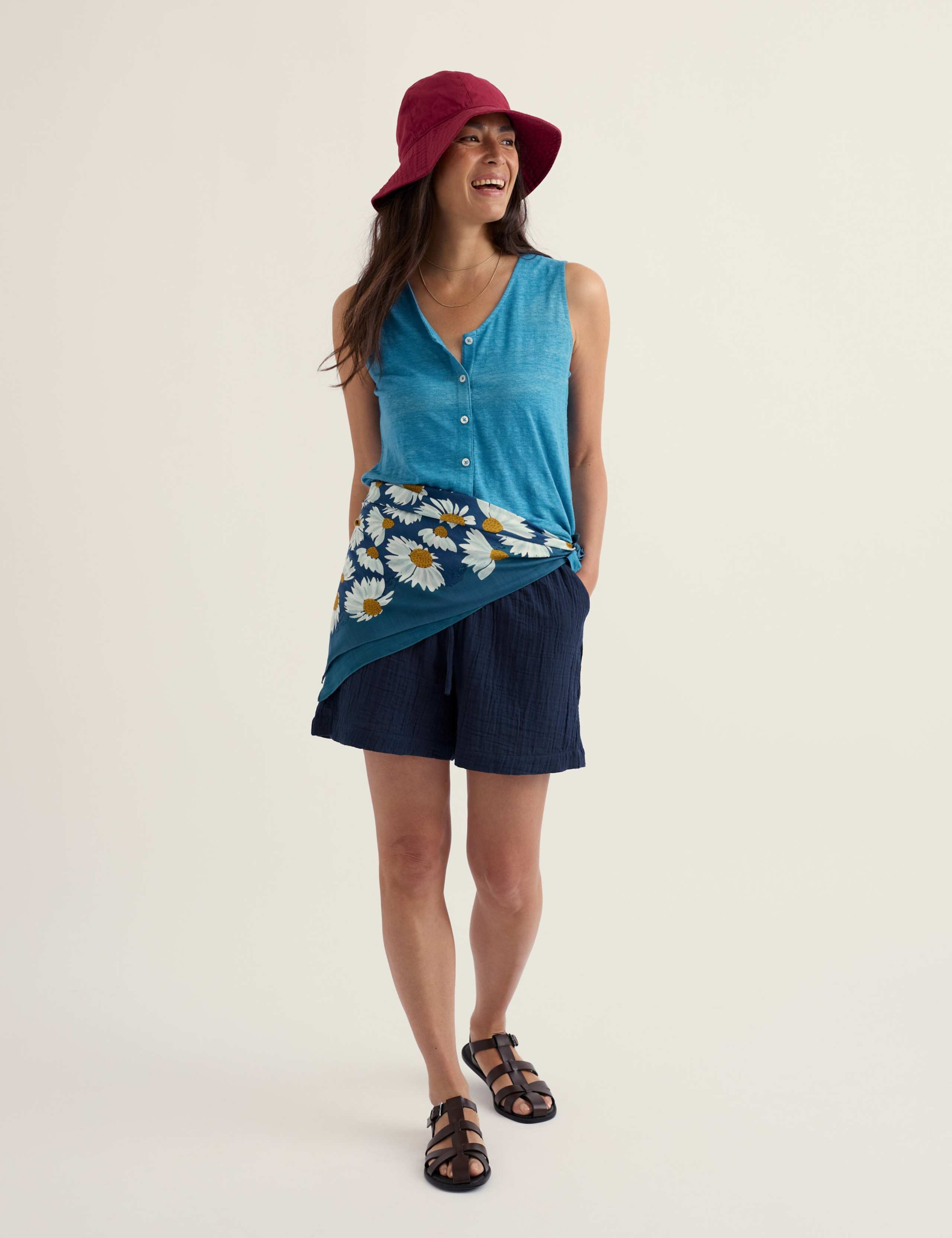 Pure Linen V-Neck Relaxed Vest