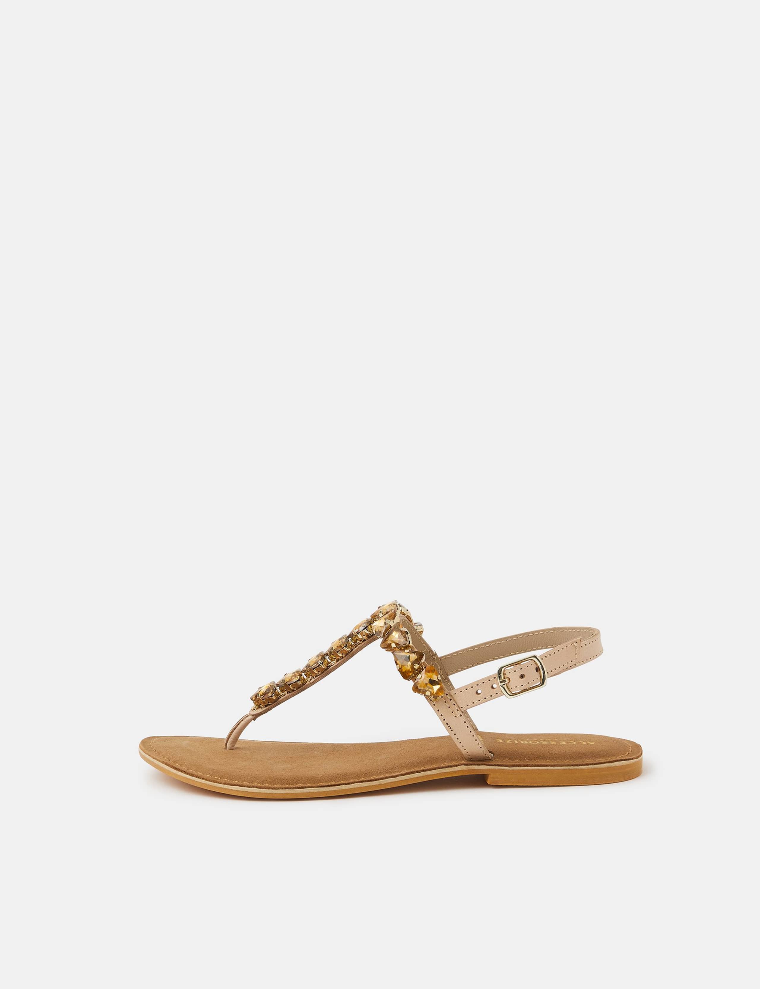 Embellished Ankle Strap Flat Sandals