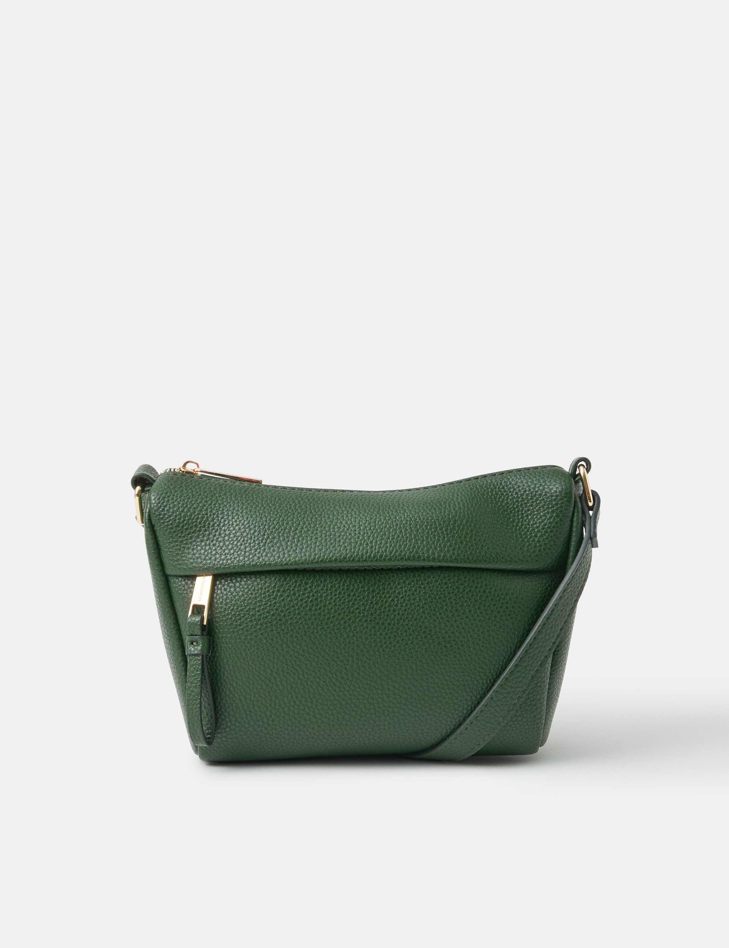 Faux Leather Zip Detail Cross Body Bag